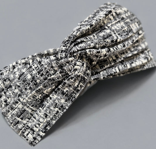 Turban tweed chic Noir et blanc