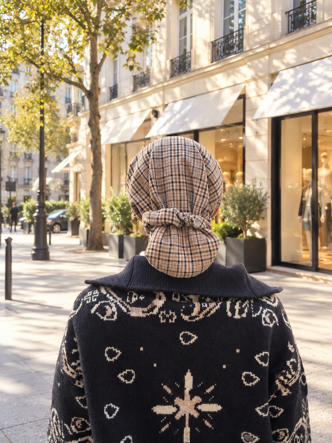 Serre-tête Camel filet Carreau beige et noir