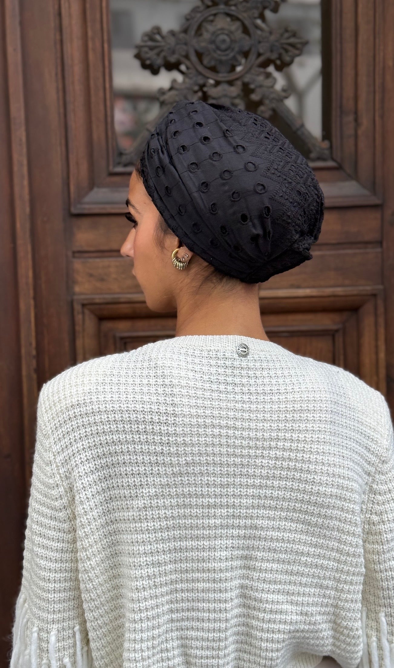 Turban Broderie Anglaise Noir