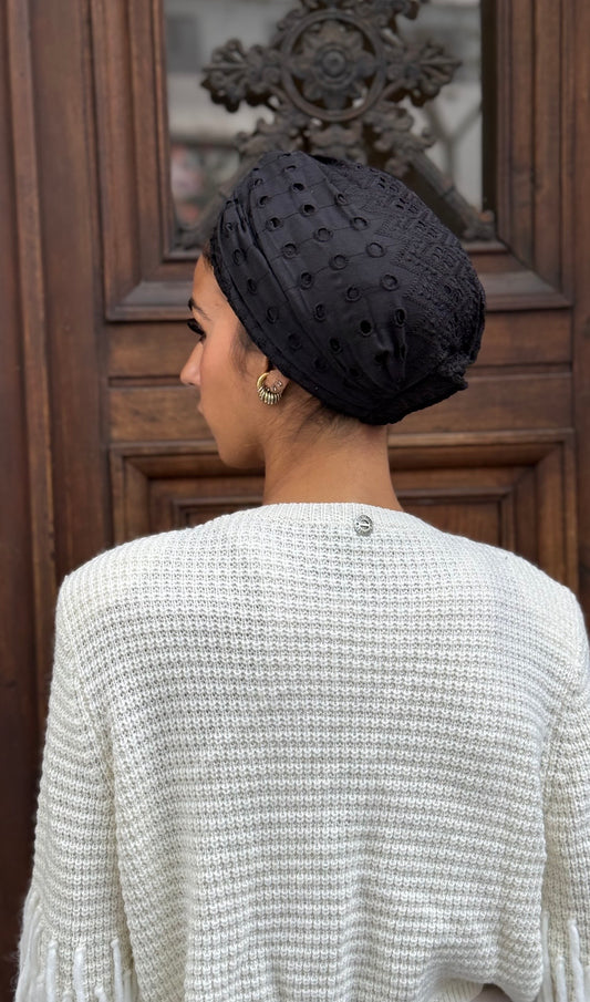 Turban Broderie Anglaise Noir