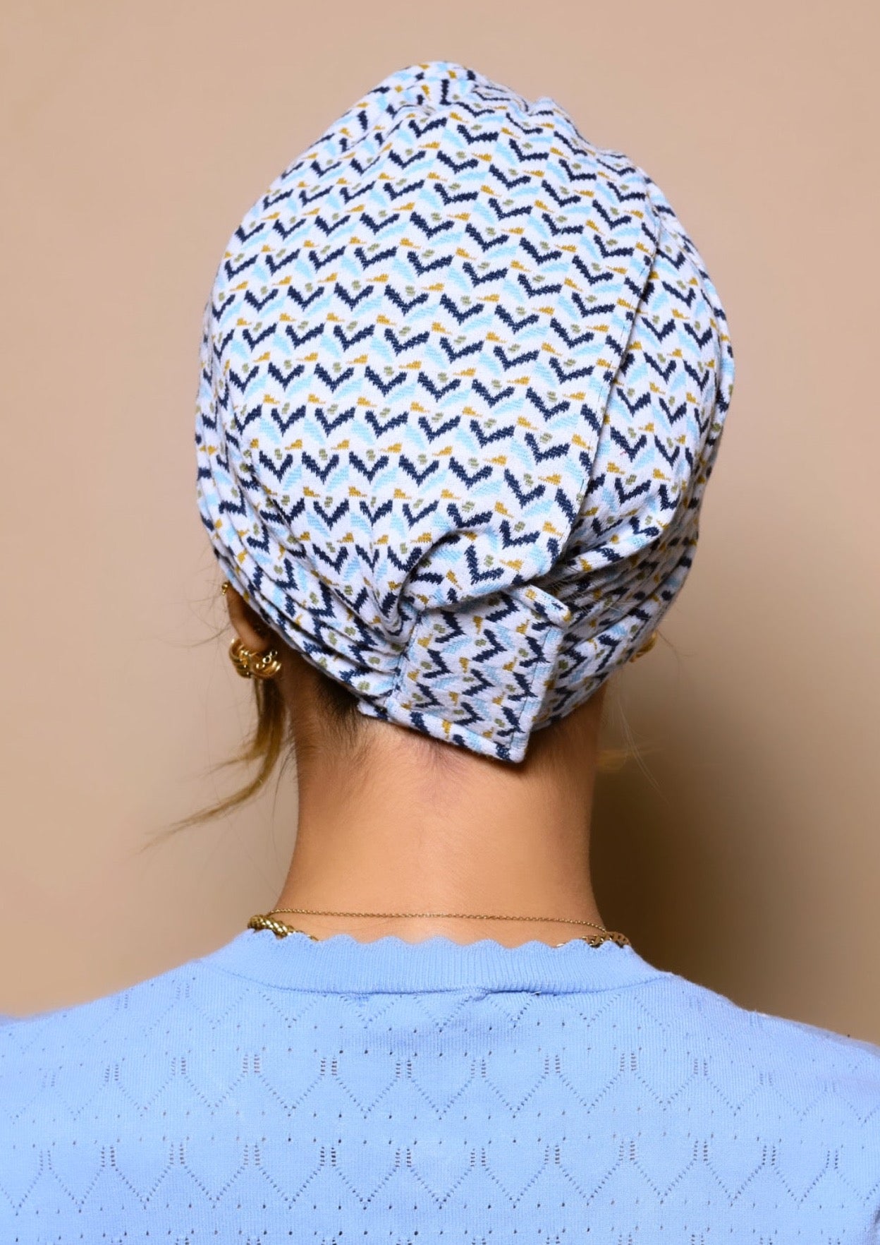 Turban Jacquard Imprimé Bleu