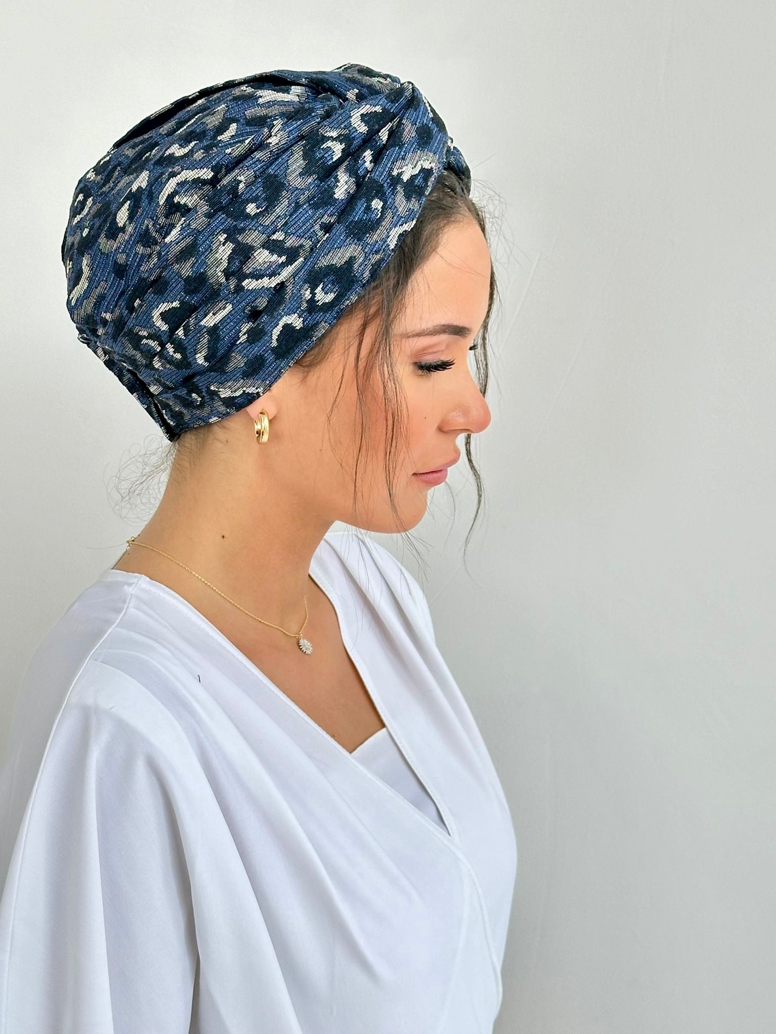 Turban Léopard Bleu