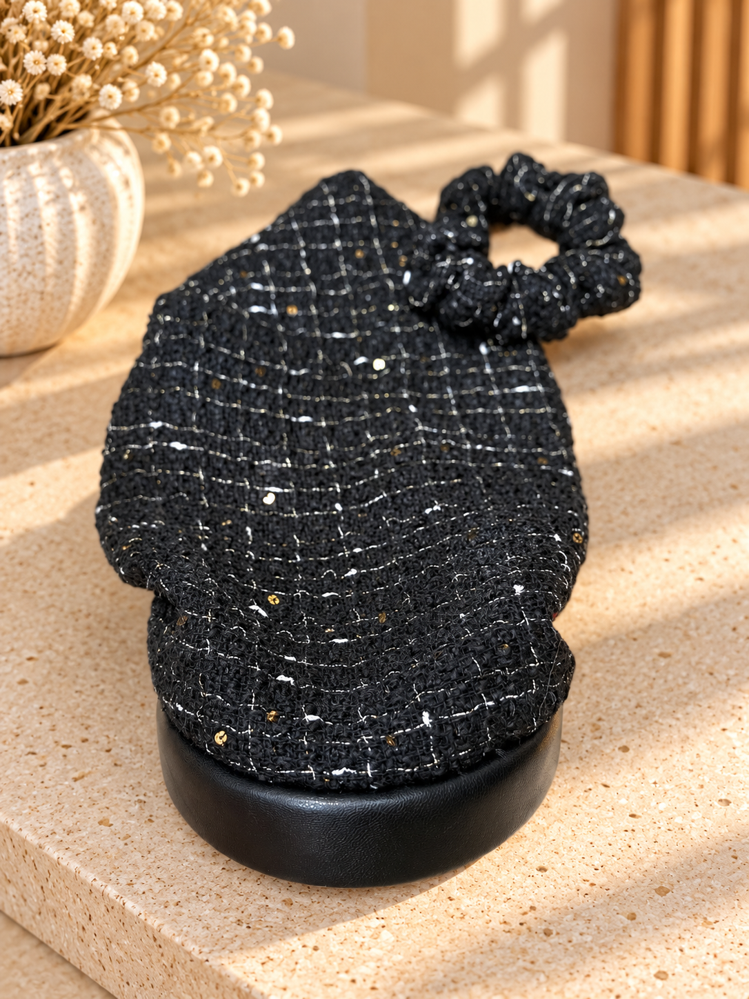 Serre-tête Noir filet Tweed Noir / Or