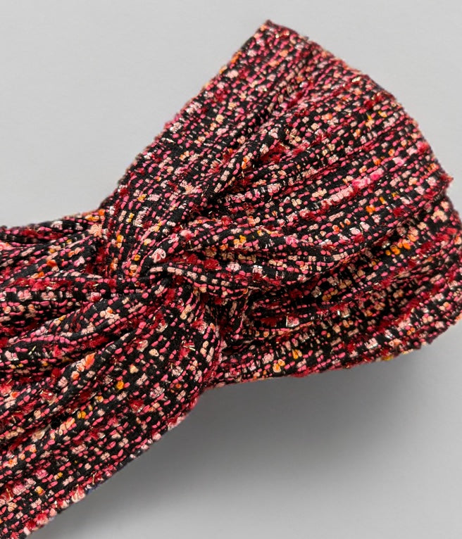 Turban tweed Bordeaux rose élégance