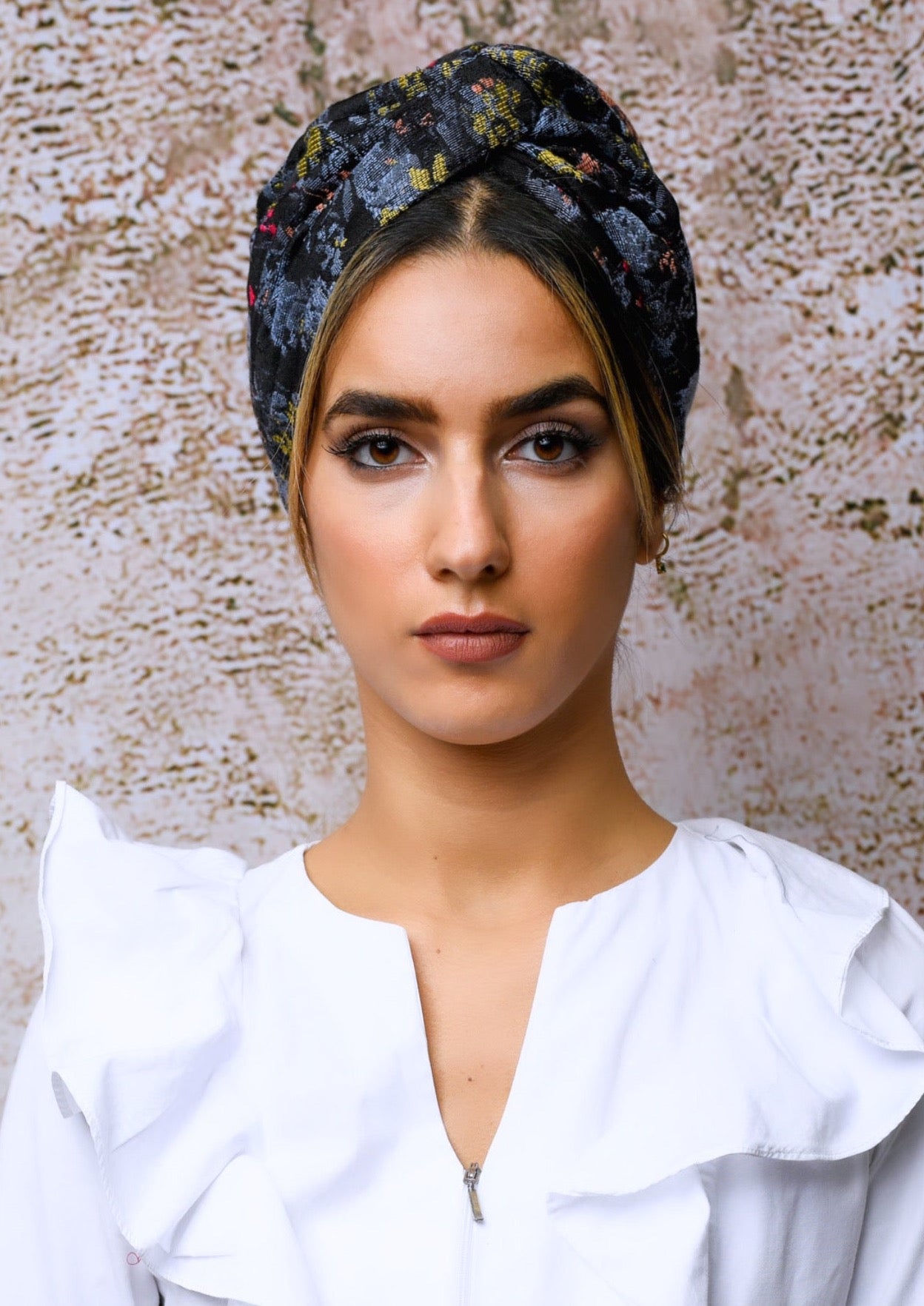 Turban Bleu Imprimé Multi