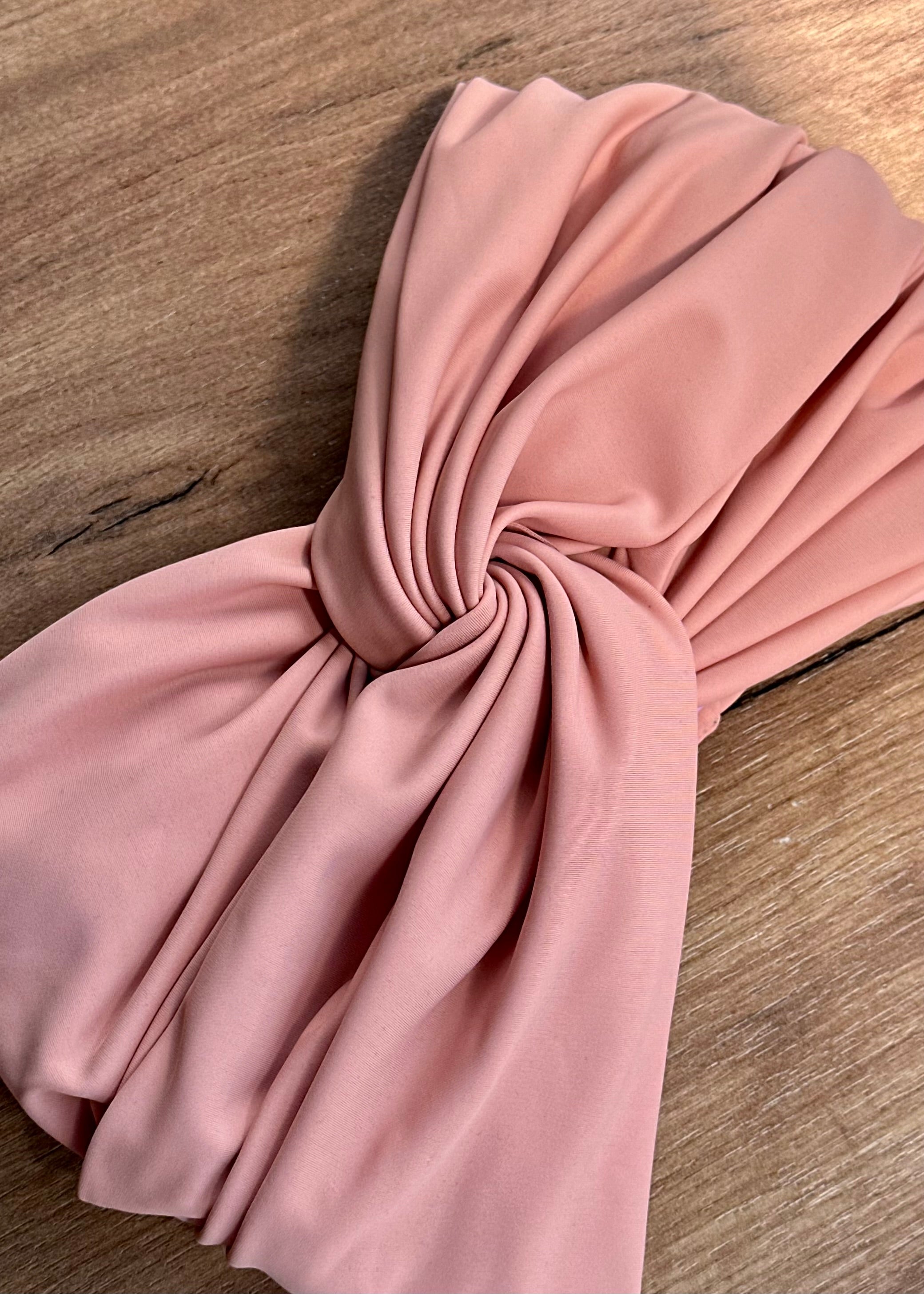 Turban Maillot Lycra Mat Rose Poudre