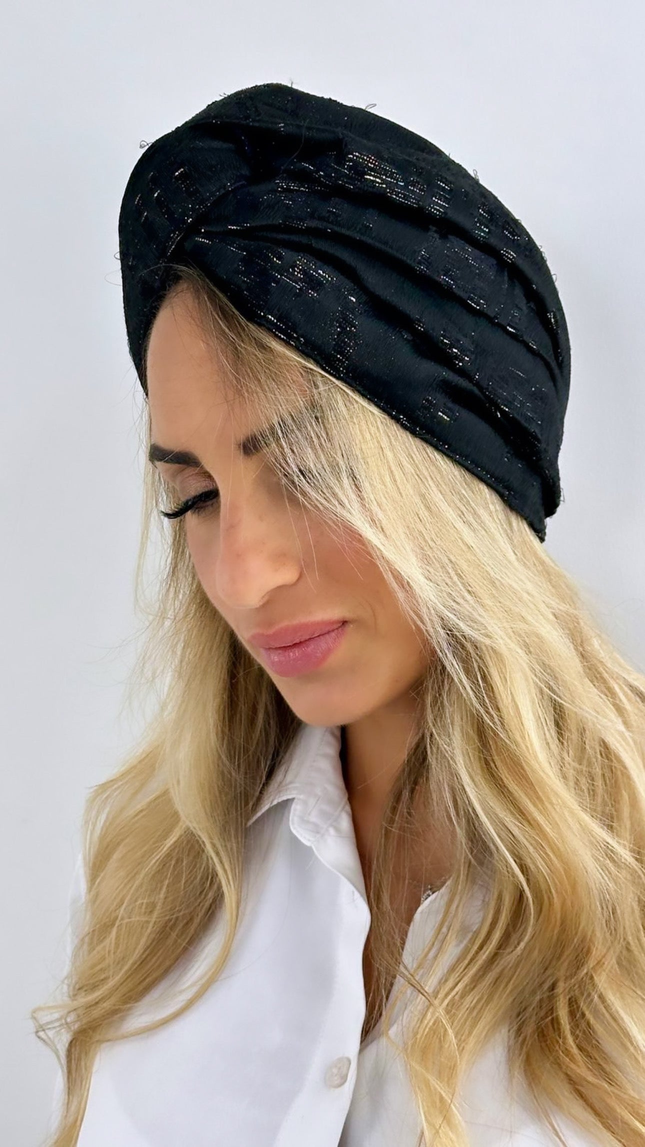 Turban 3D motif Noir Or