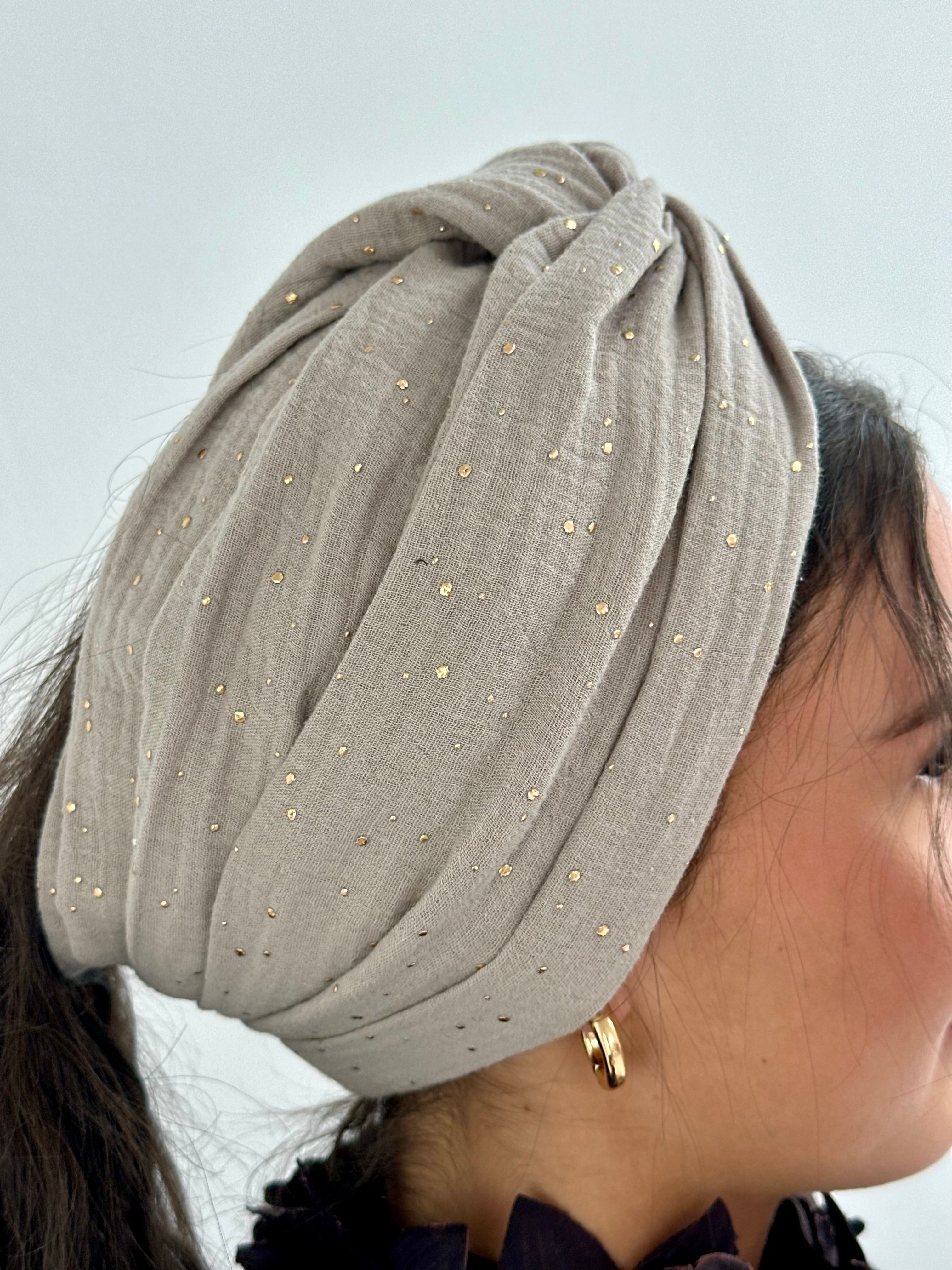 Turban Gaz de Coton Beige