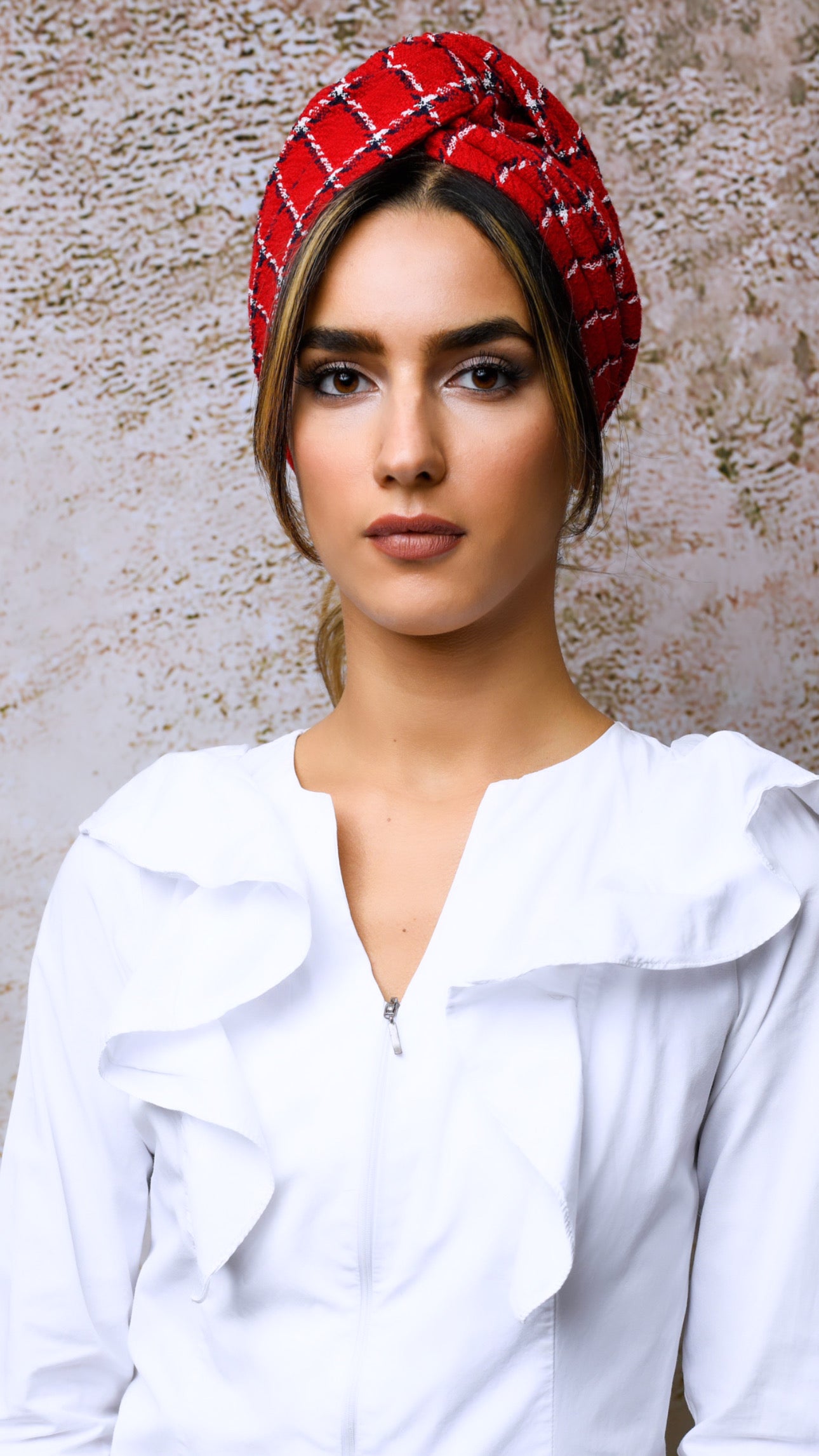 Turban tweed Carreau Rouge