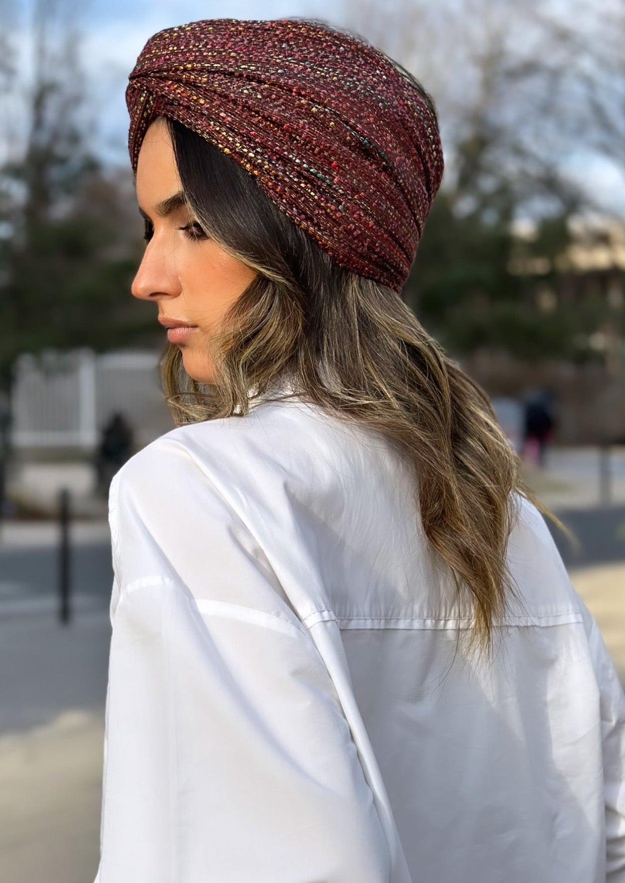 Turban Tweed Bordeaux