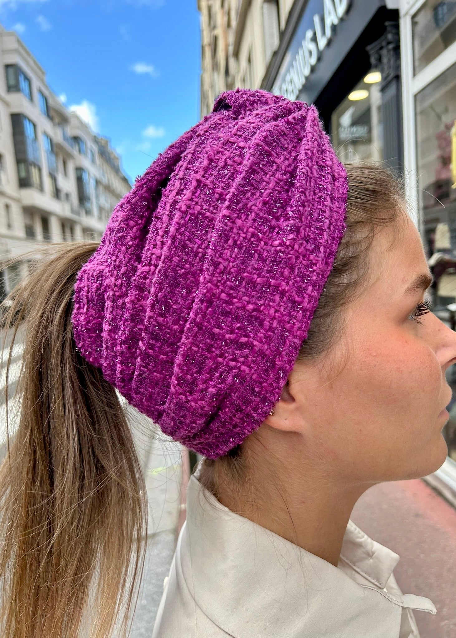 Turban tweed Fushia