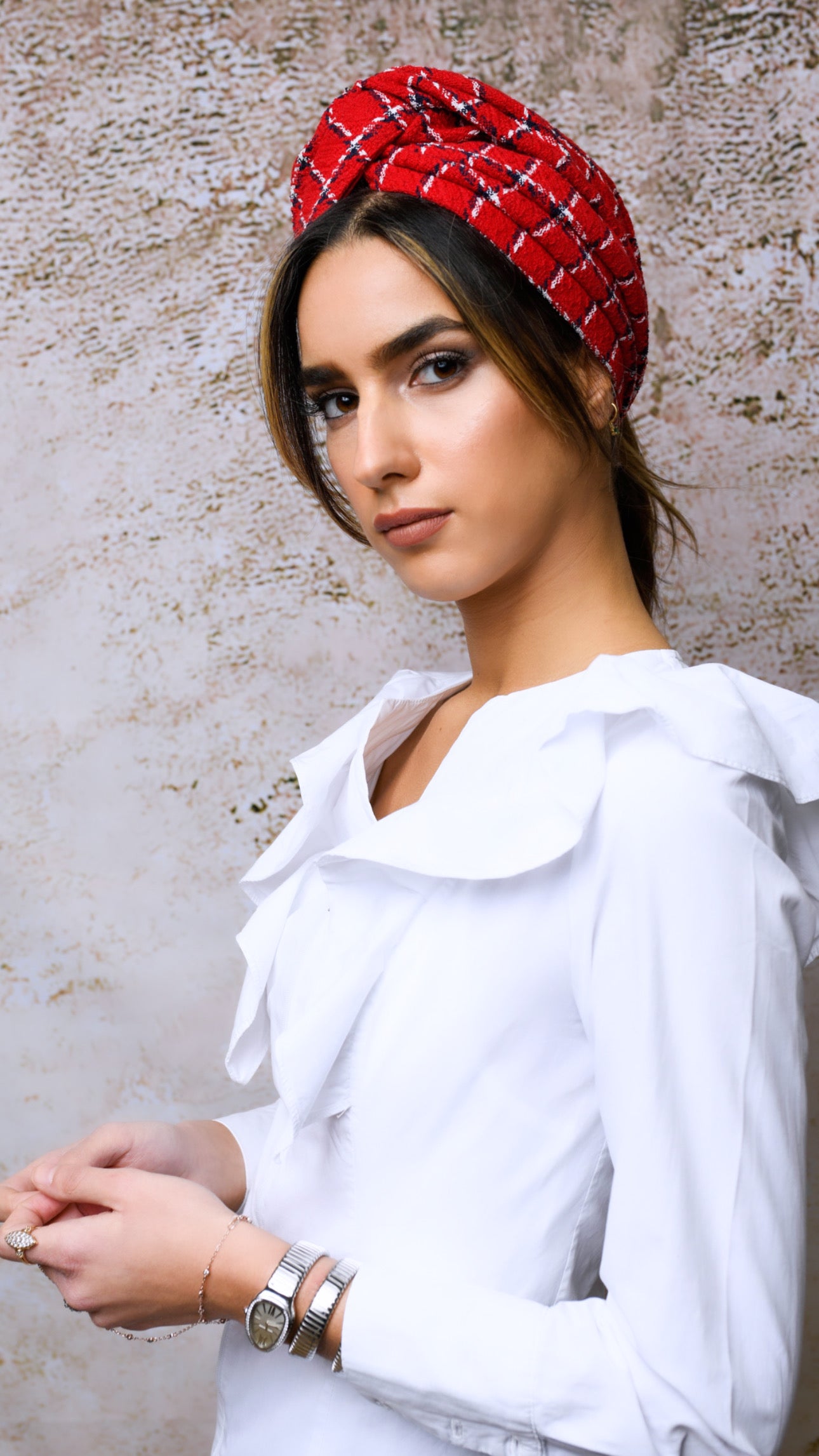 Turban tweed Carreau Rouge