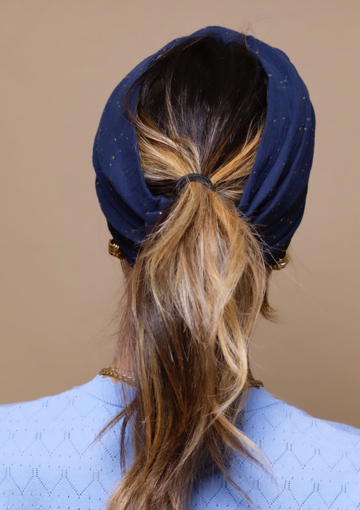 Turban Gaz de Coton Bleu Marine