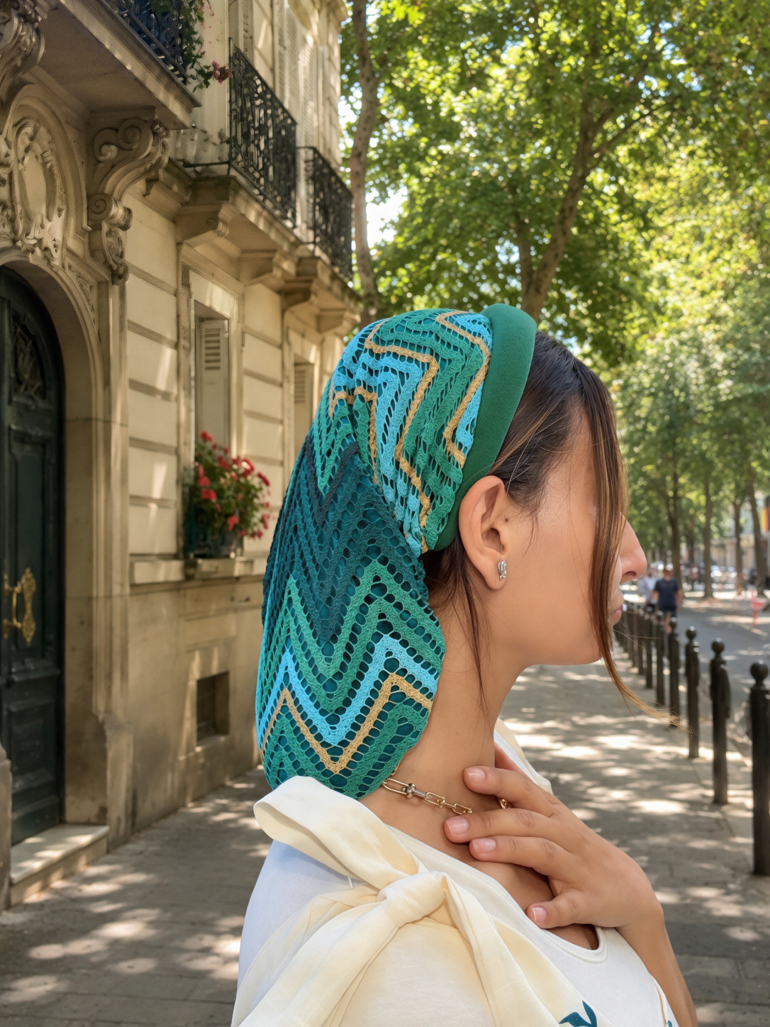 Elina – Serre-tête filet crochet