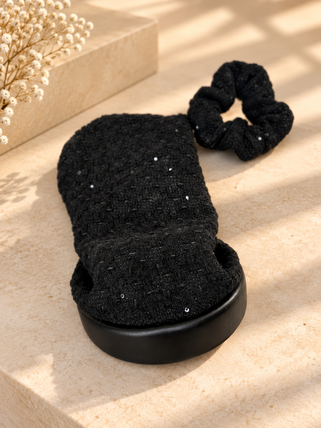 Serre-tête Noir filet Tweed Noir