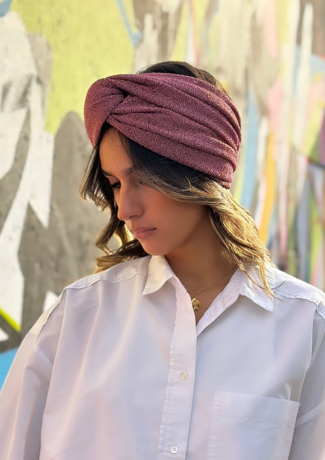 Turban Lurex Rose