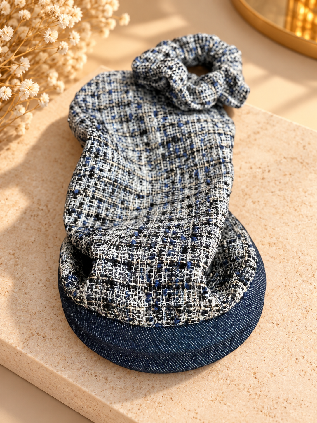 Serre-tête jean filet Tweed bleu