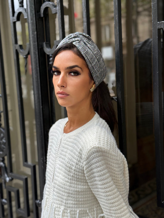 Turban carreau gris