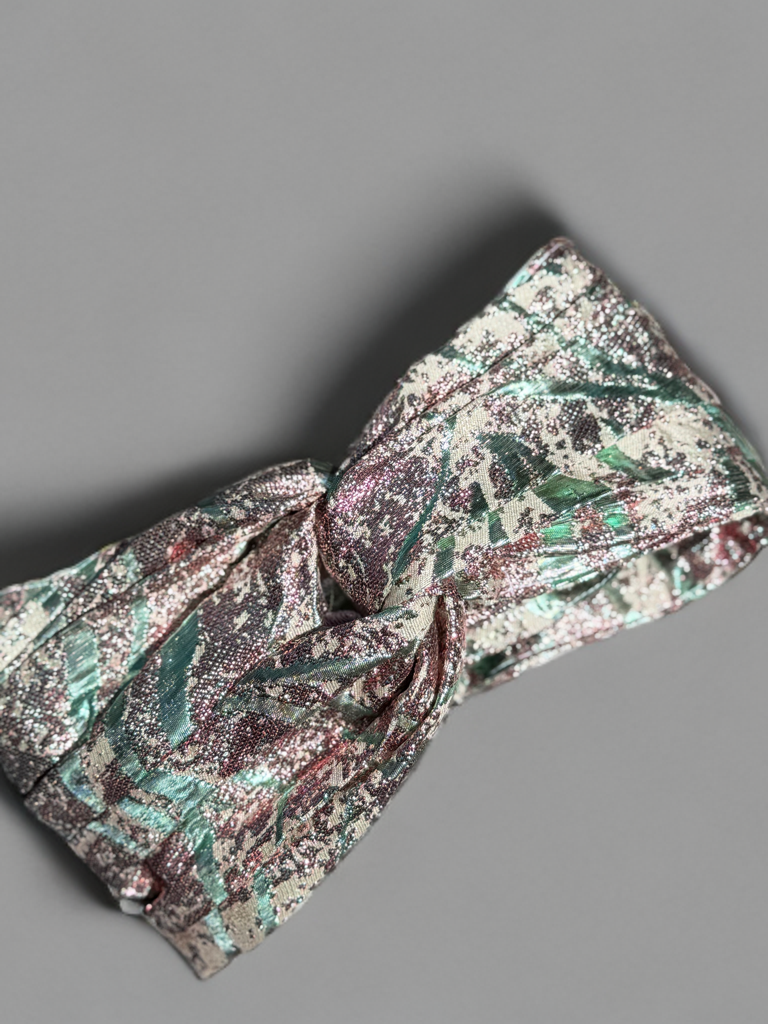 Turban Brocard Rose Vert d’eau et bleu