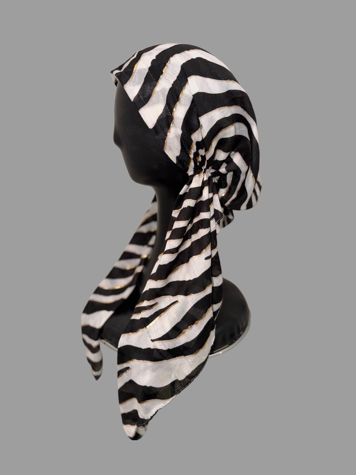 Foulard pré-noué noir zèbre