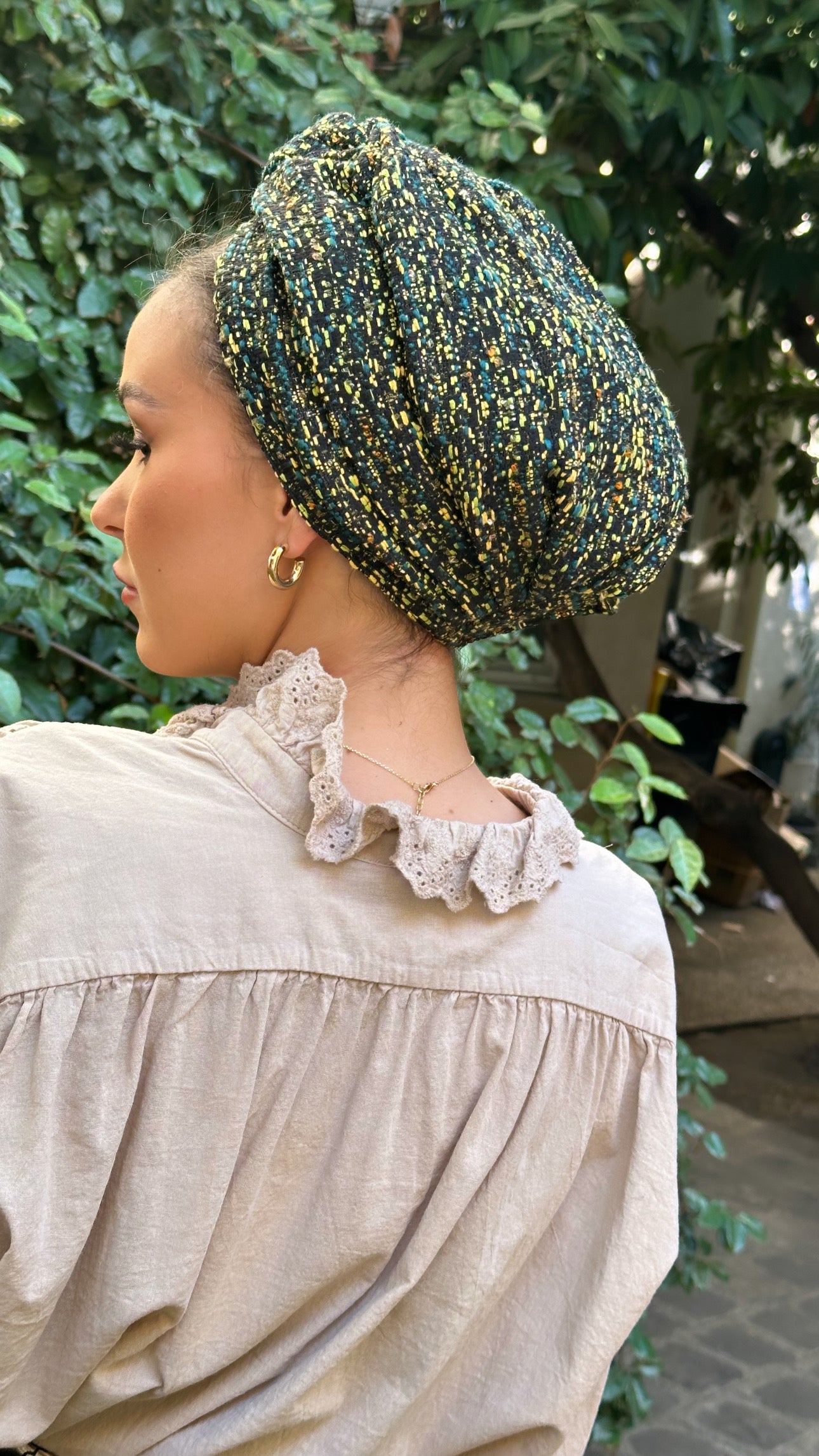 Turban Motif Chine Vert