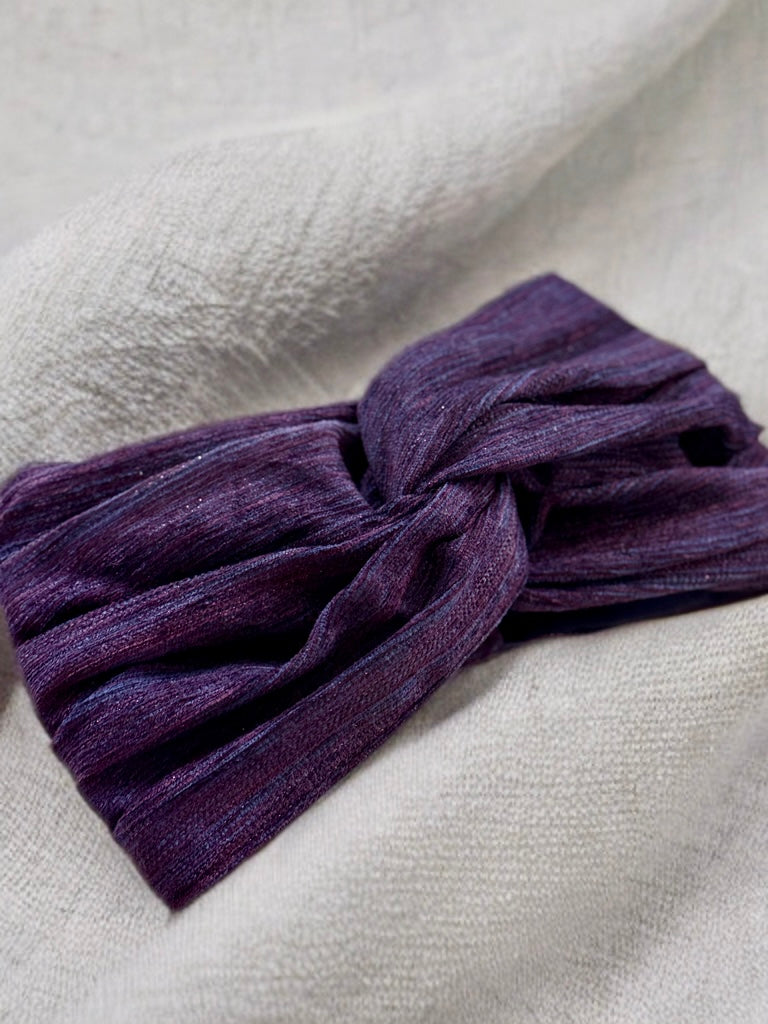 Turban Violet Fine rayure marine