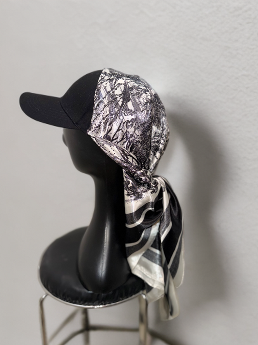 Casquette Foulard RM Toile Parisienne Noir & Blanc