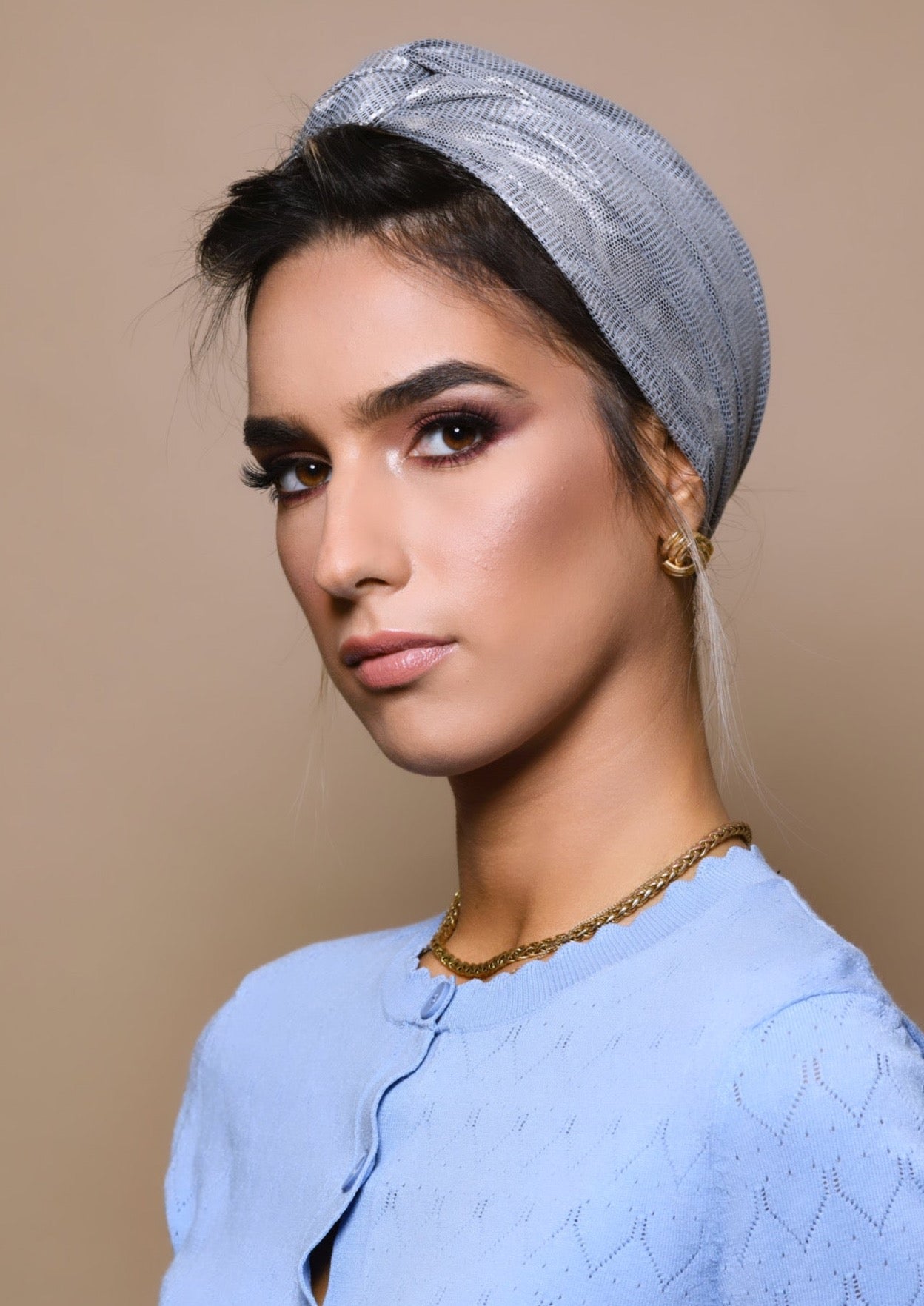 Turban Laqué Bleu Argent