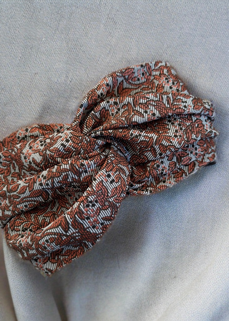 Turban brocard marron bleu