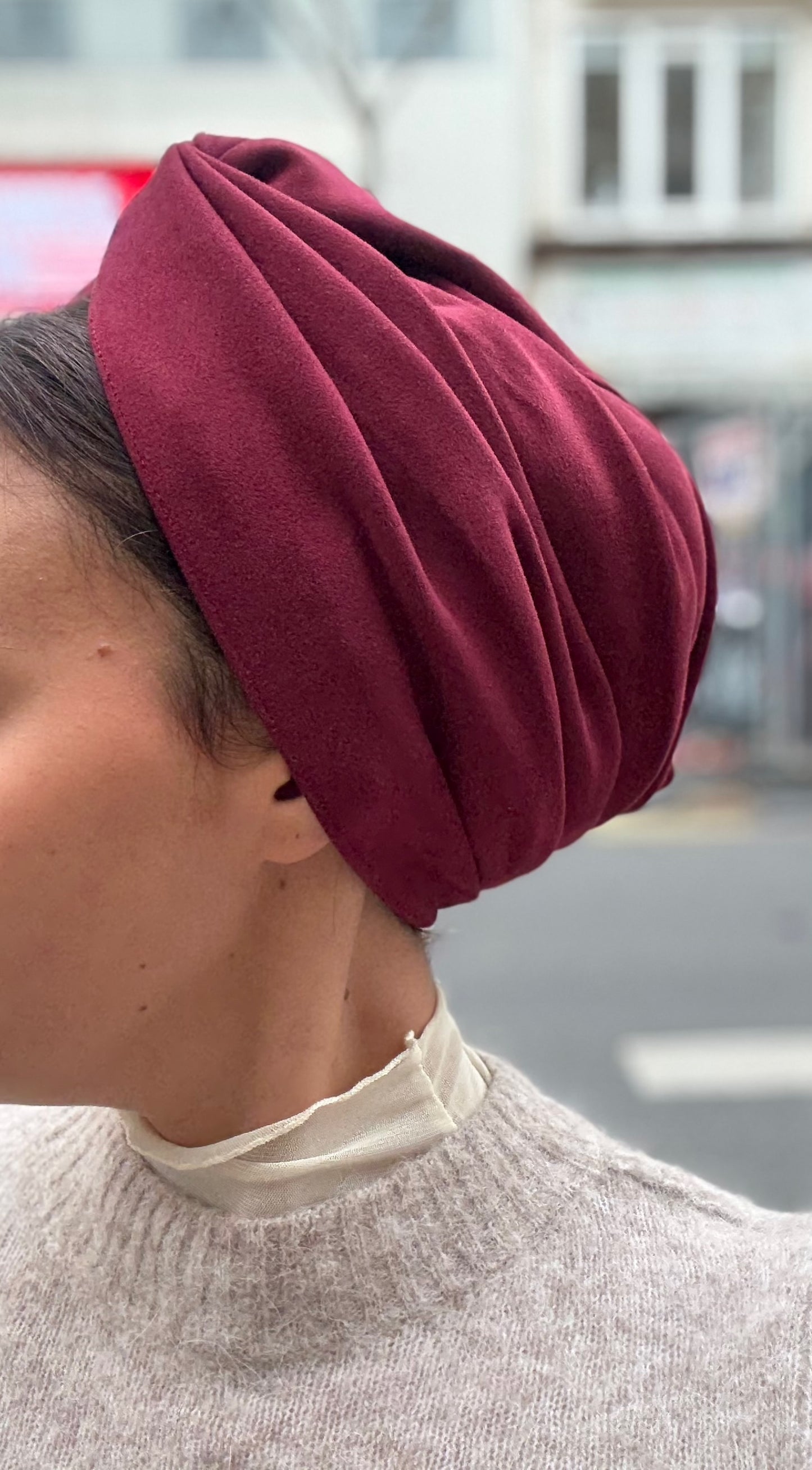 Turban daim bordeaux