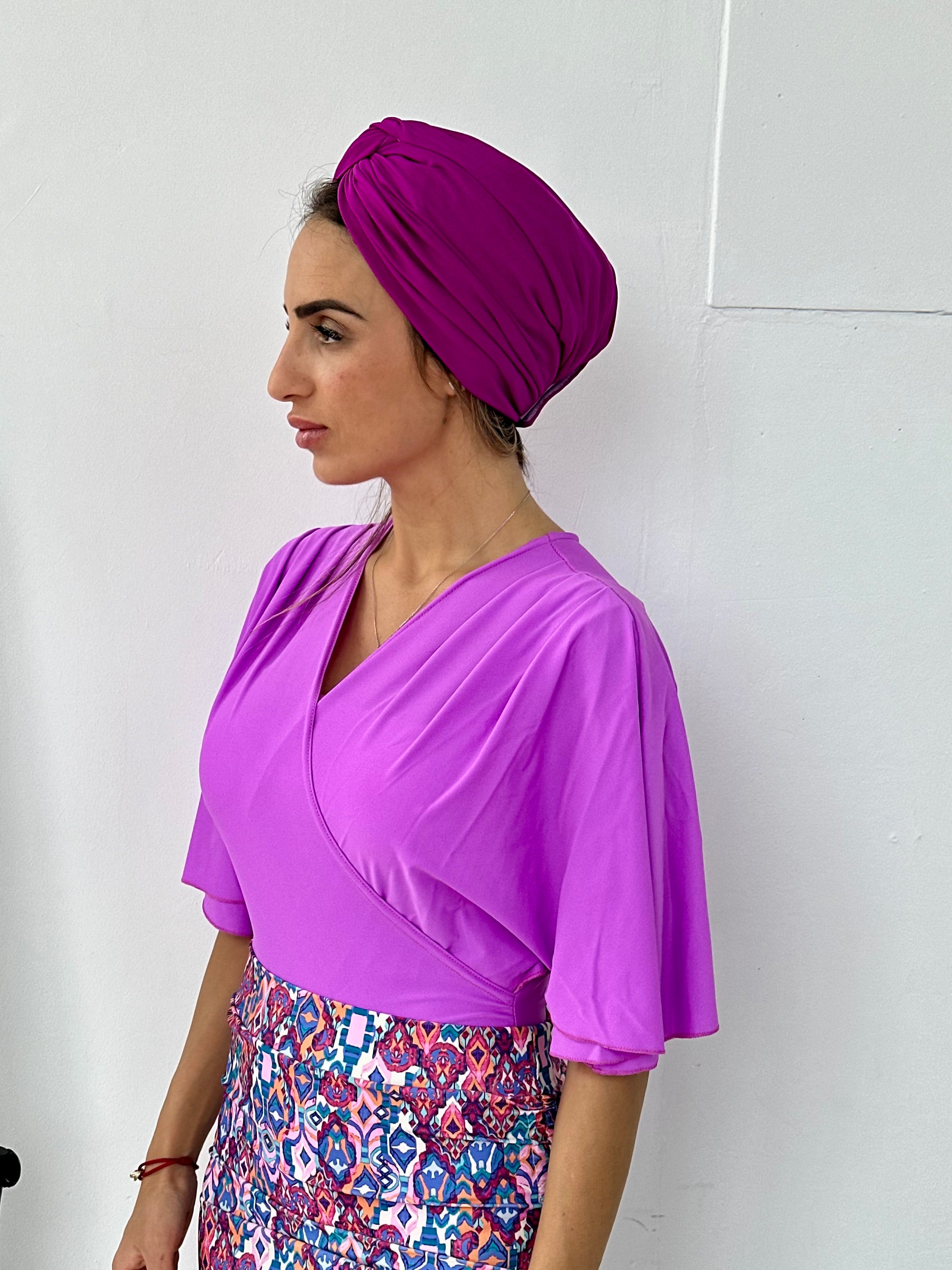 Turban Maillot Lycra Violet Fushia