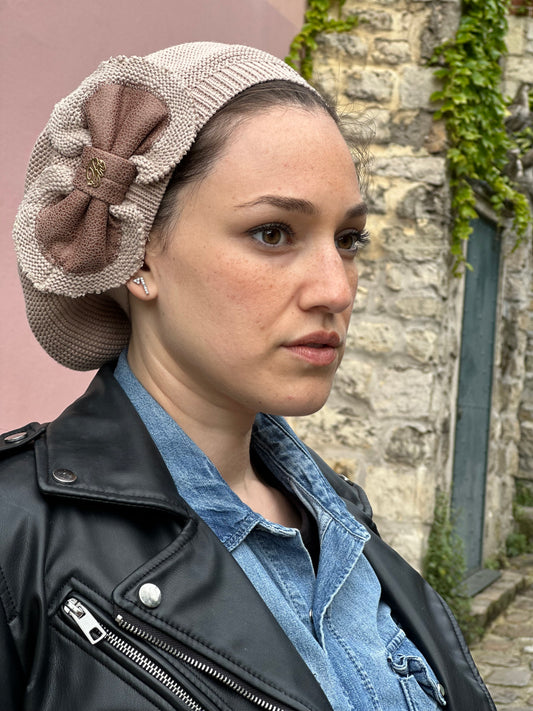 Beret Beige Noeud Beige