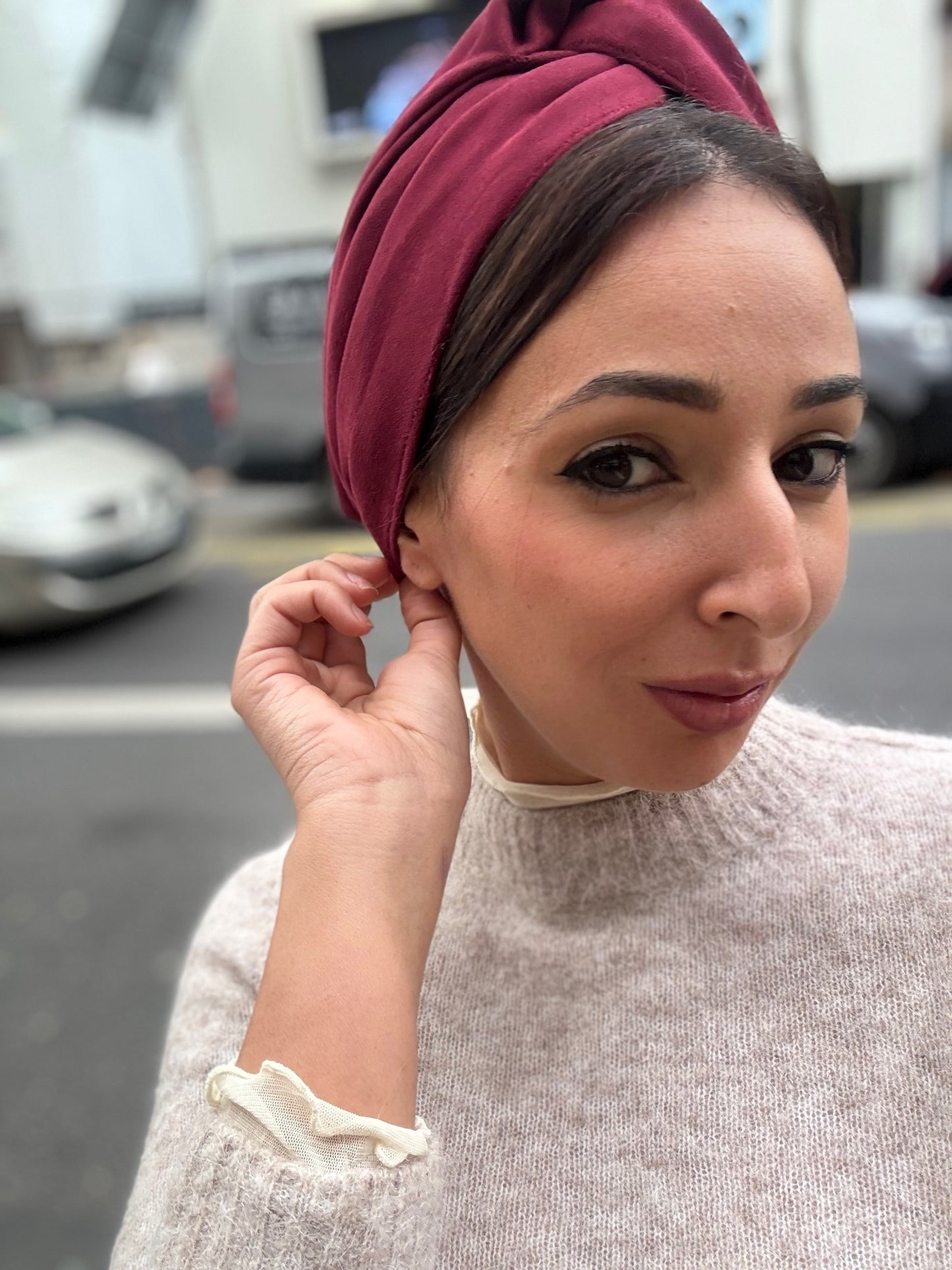 Turban daim bordeaux