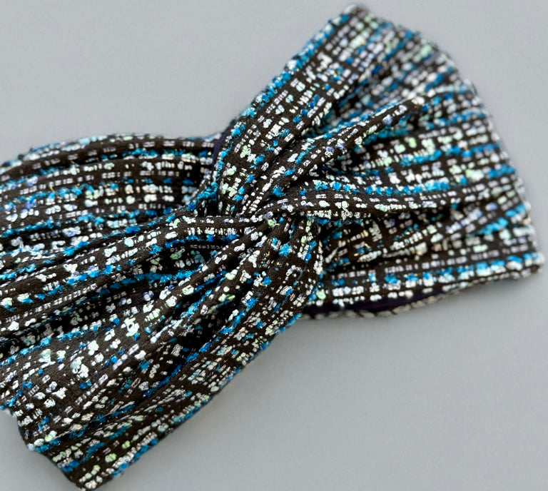 Turban tweed chic Bleu