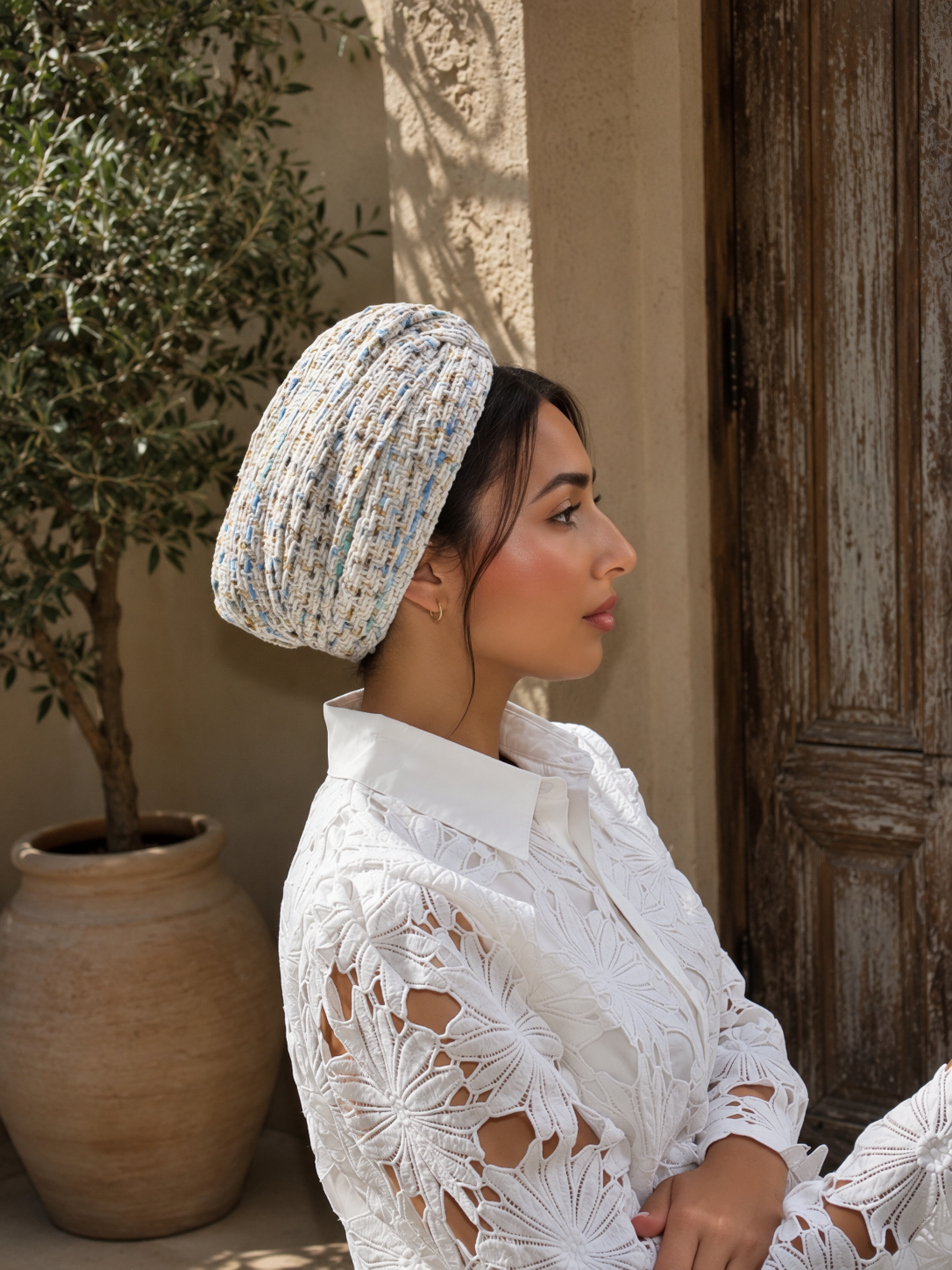 Turban Tweed Céleste
