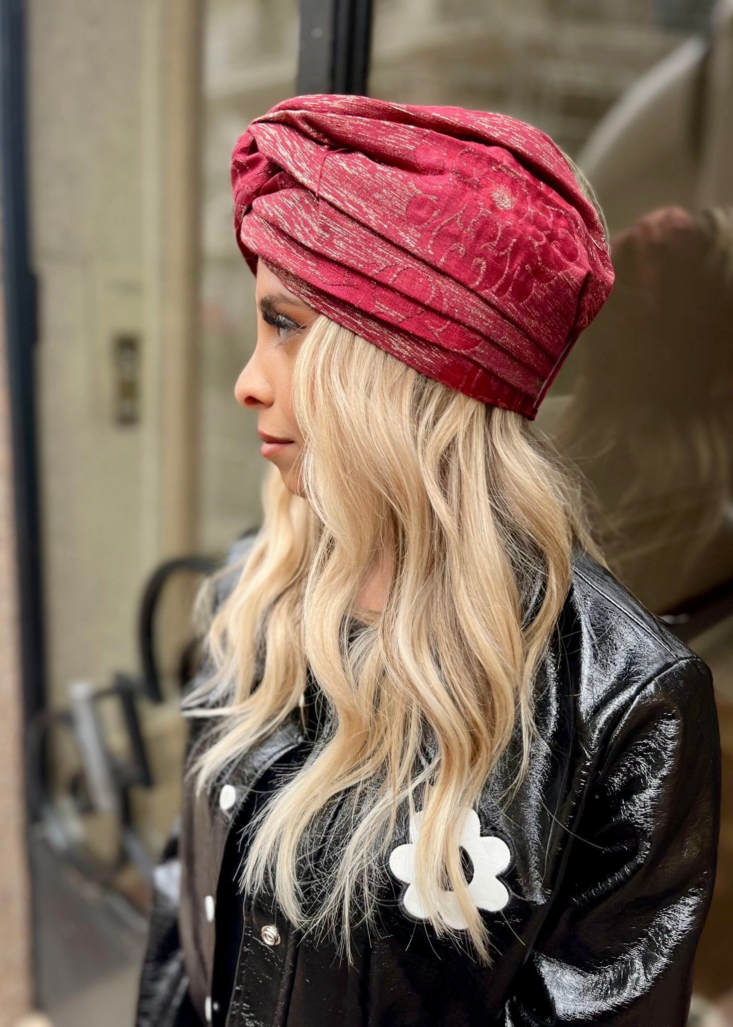 Turban Brocard Rouge Or