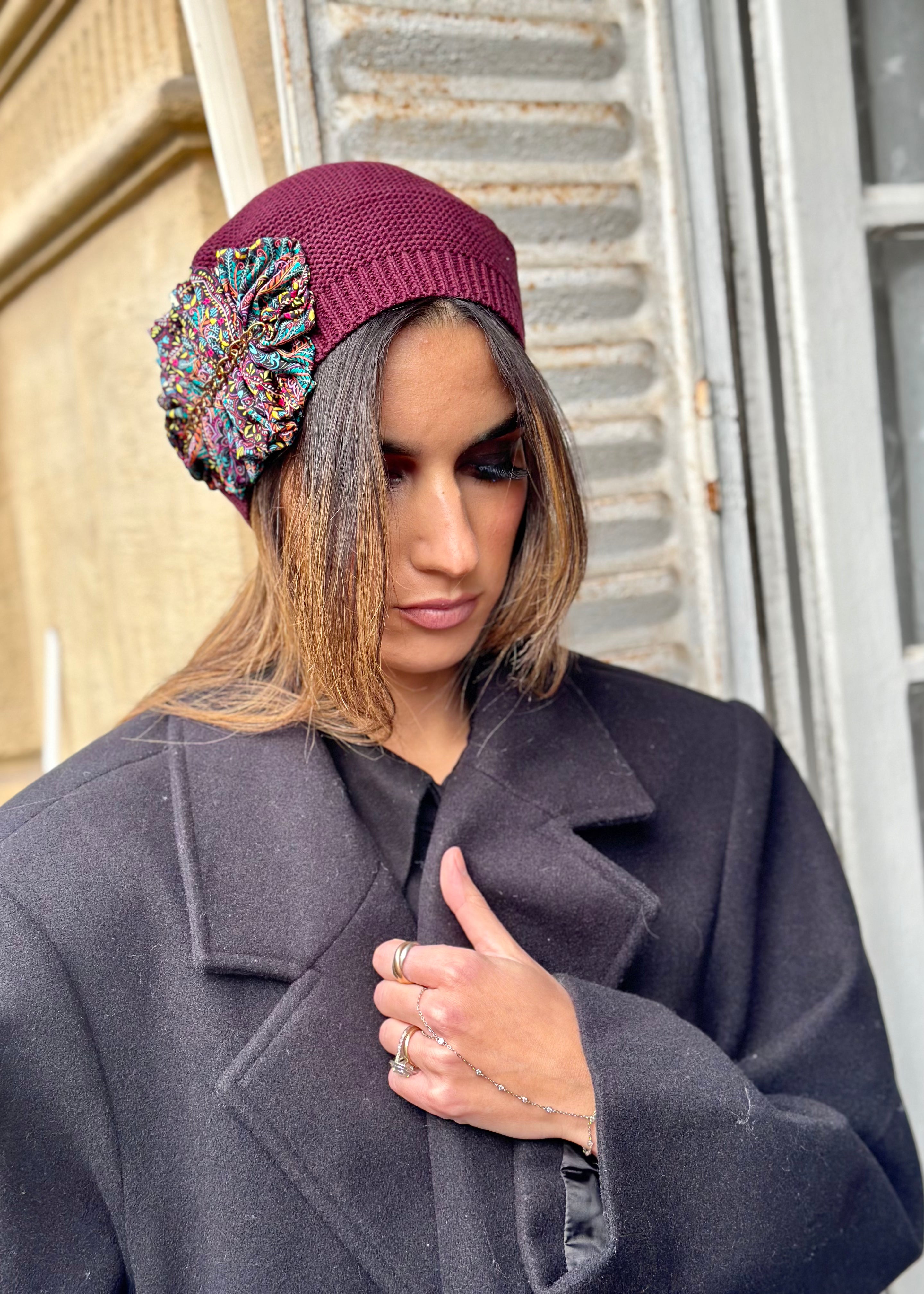 Beret Rm Bordeaux multi