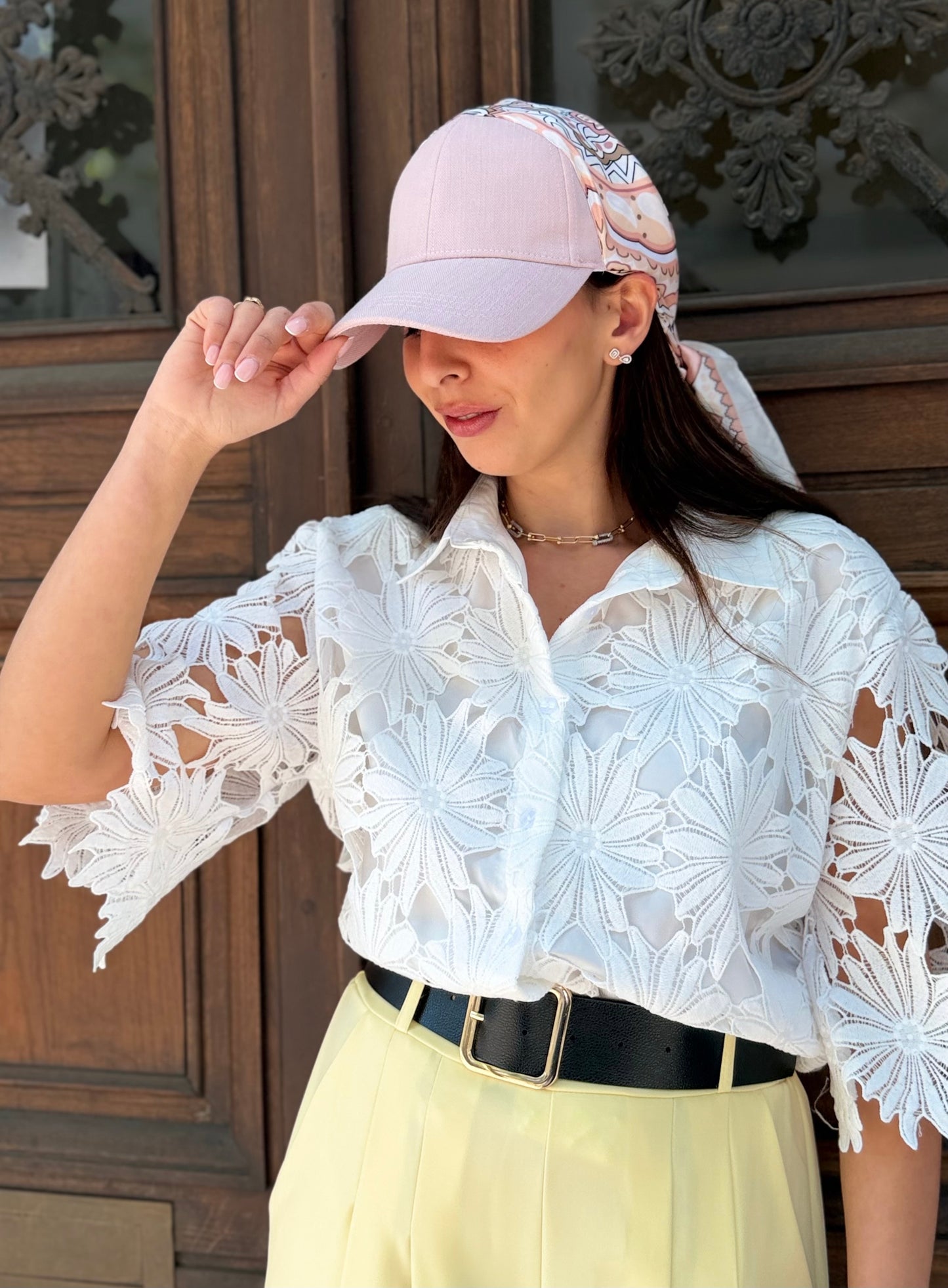 Casquette Foulard Rose Signature RM