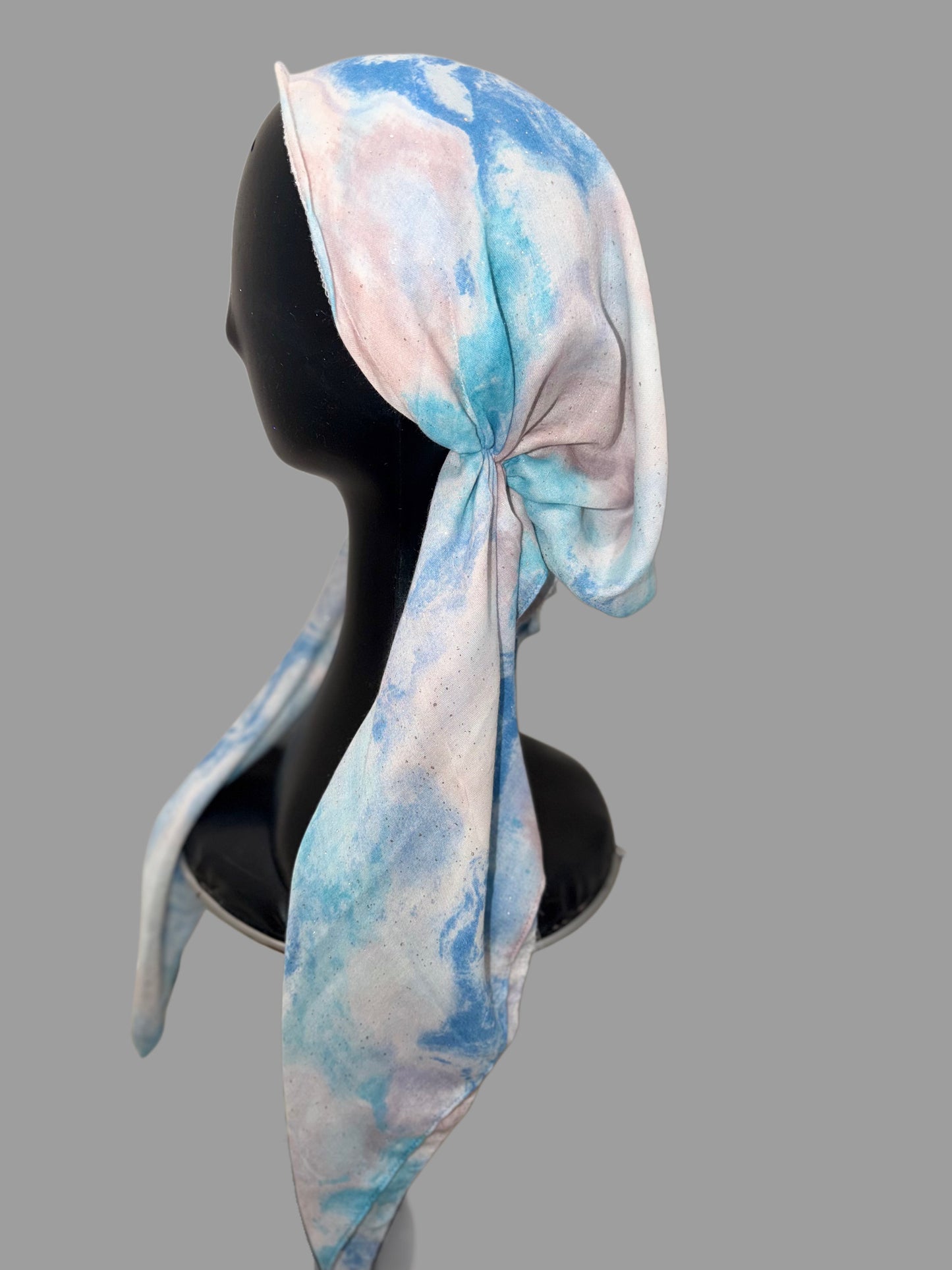 Foulard pré-noué bleu aquarelle