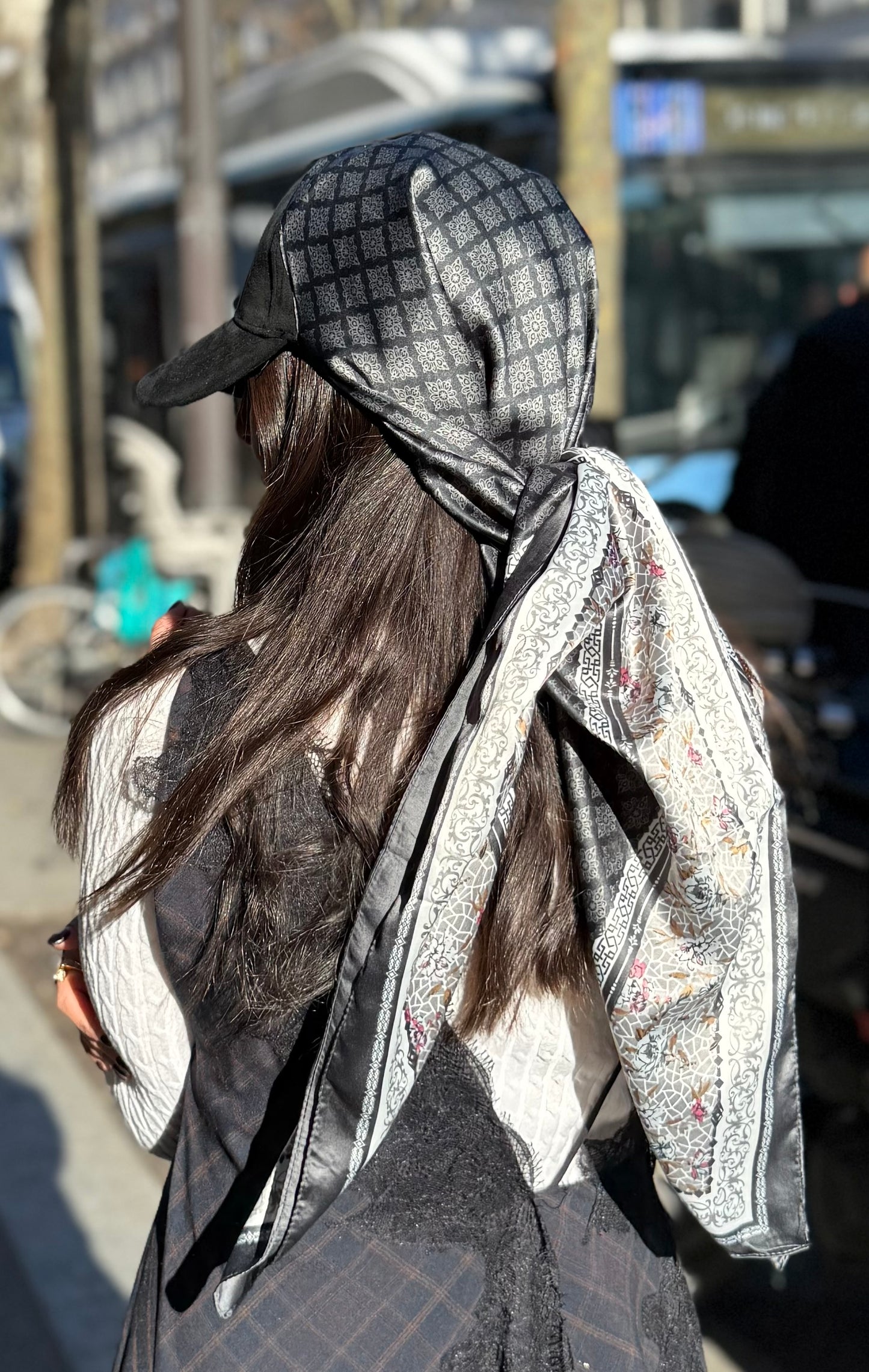 Casquette Foulard RM noir longue