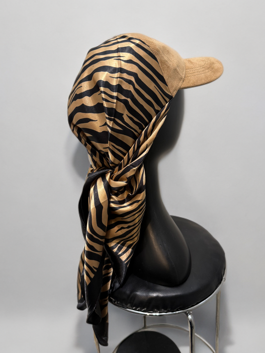 Casquette Foulard beige zebre
