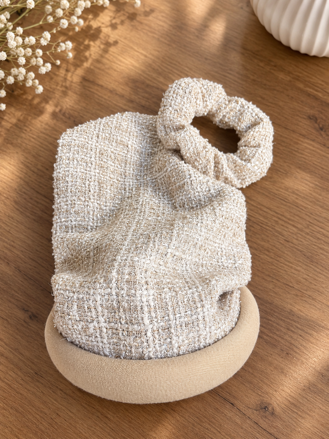 Serre-tête Beige filet Tweed beige
