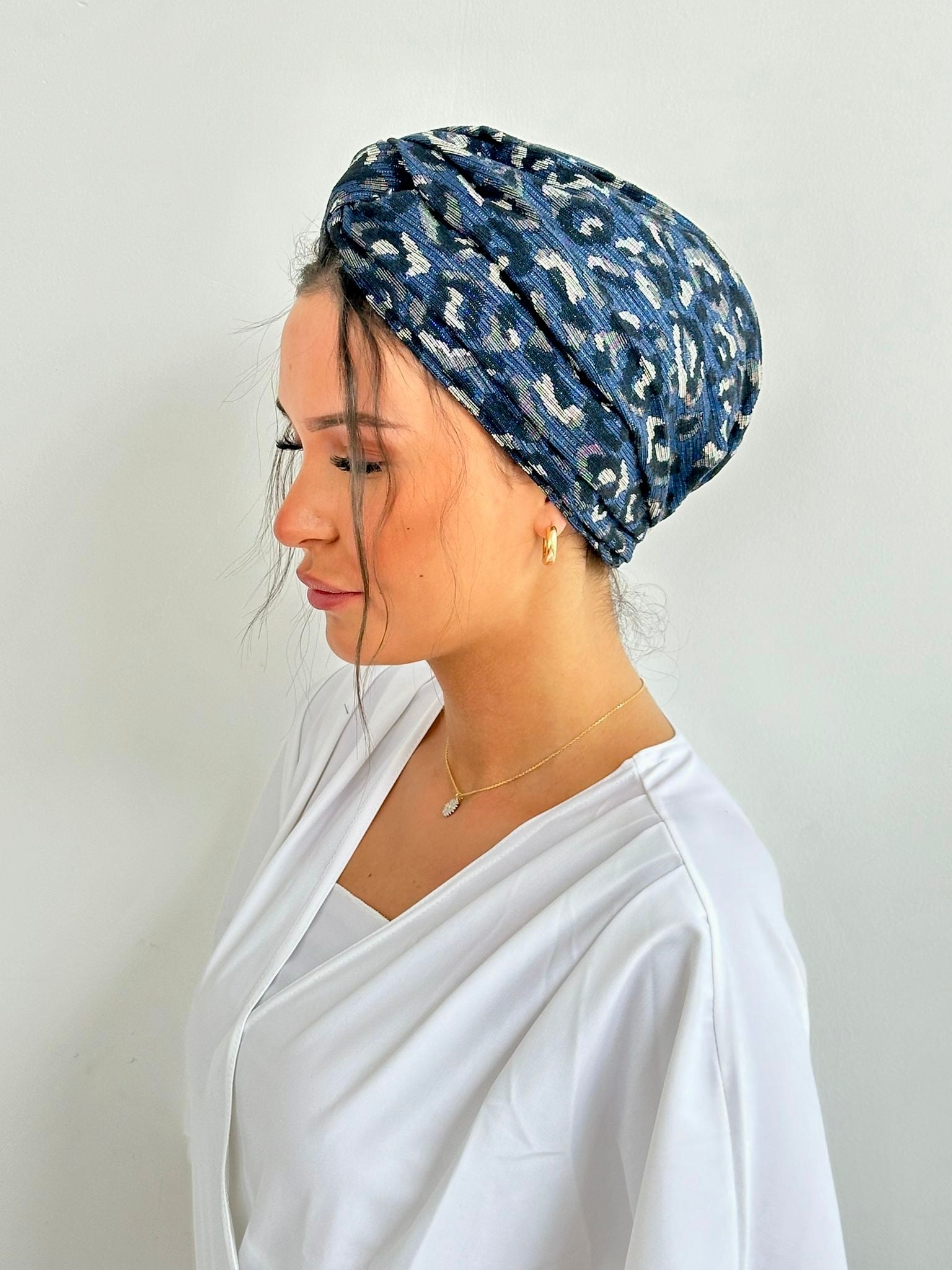 Turban Léopard Bleu