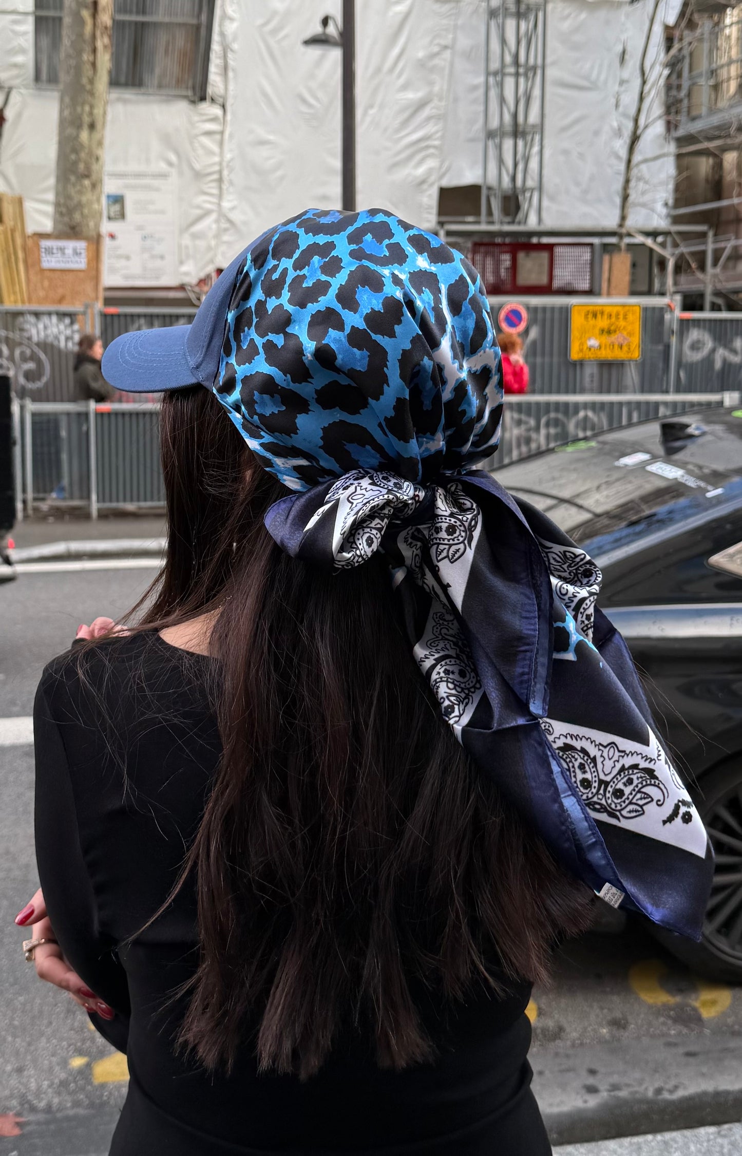 Casquette Foulard RM bleu léopard