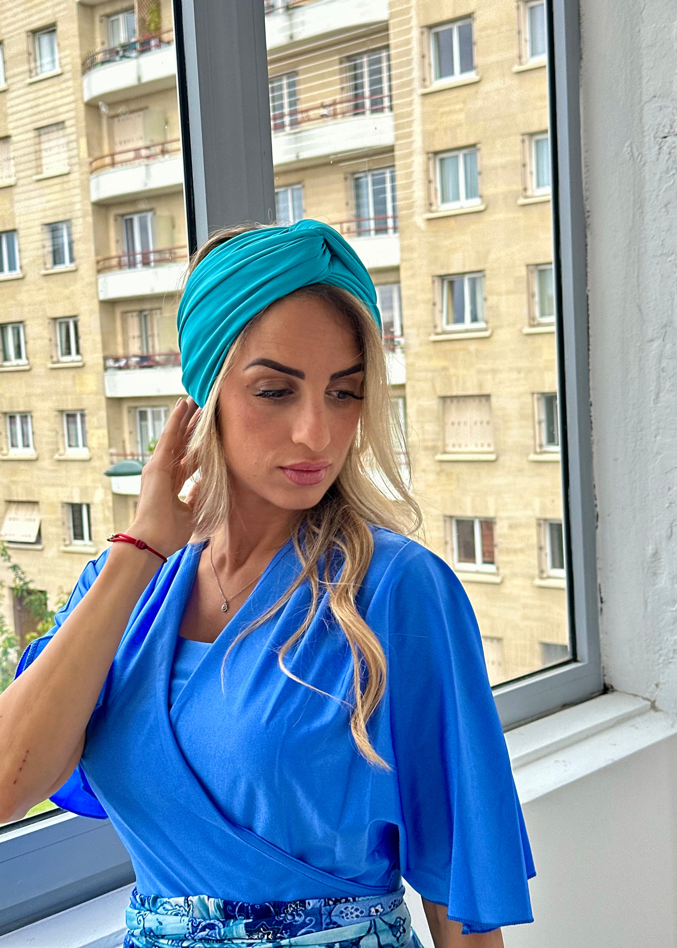 Turban Maillot Lycra Bleu Martinique