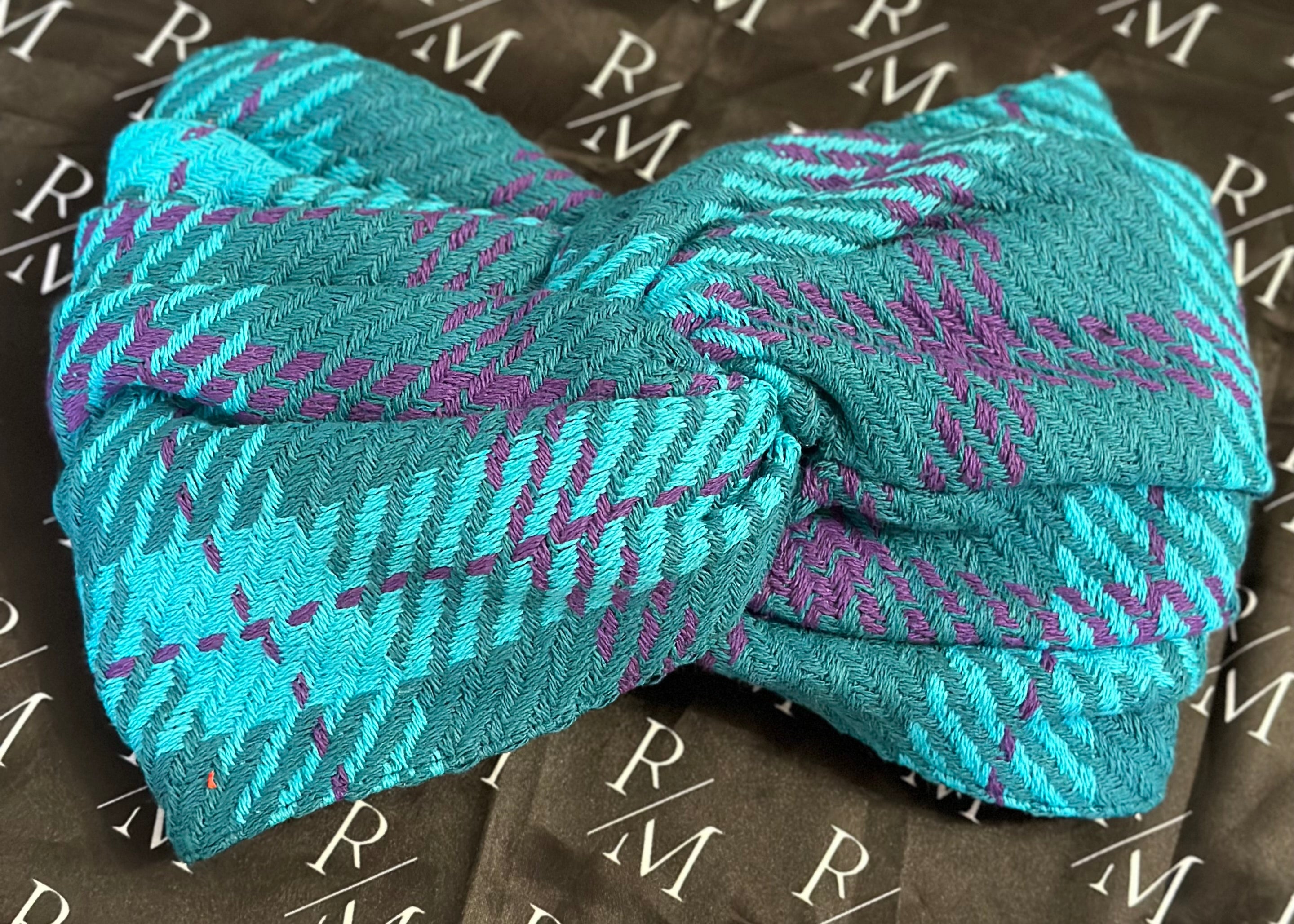 Turban Tweed Turquoise Orchidée