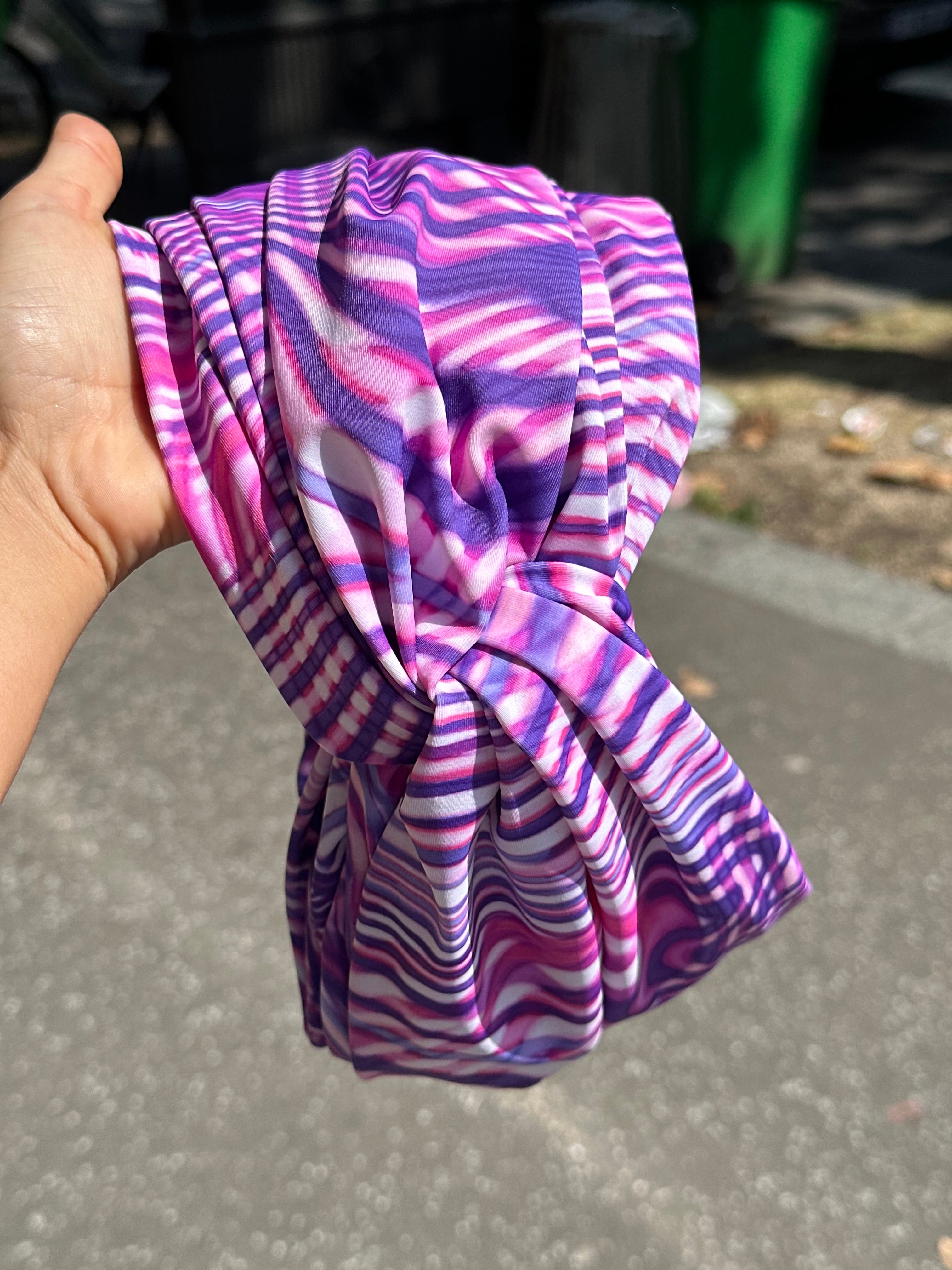 Turban Maillot Lycra Imprimé Violet