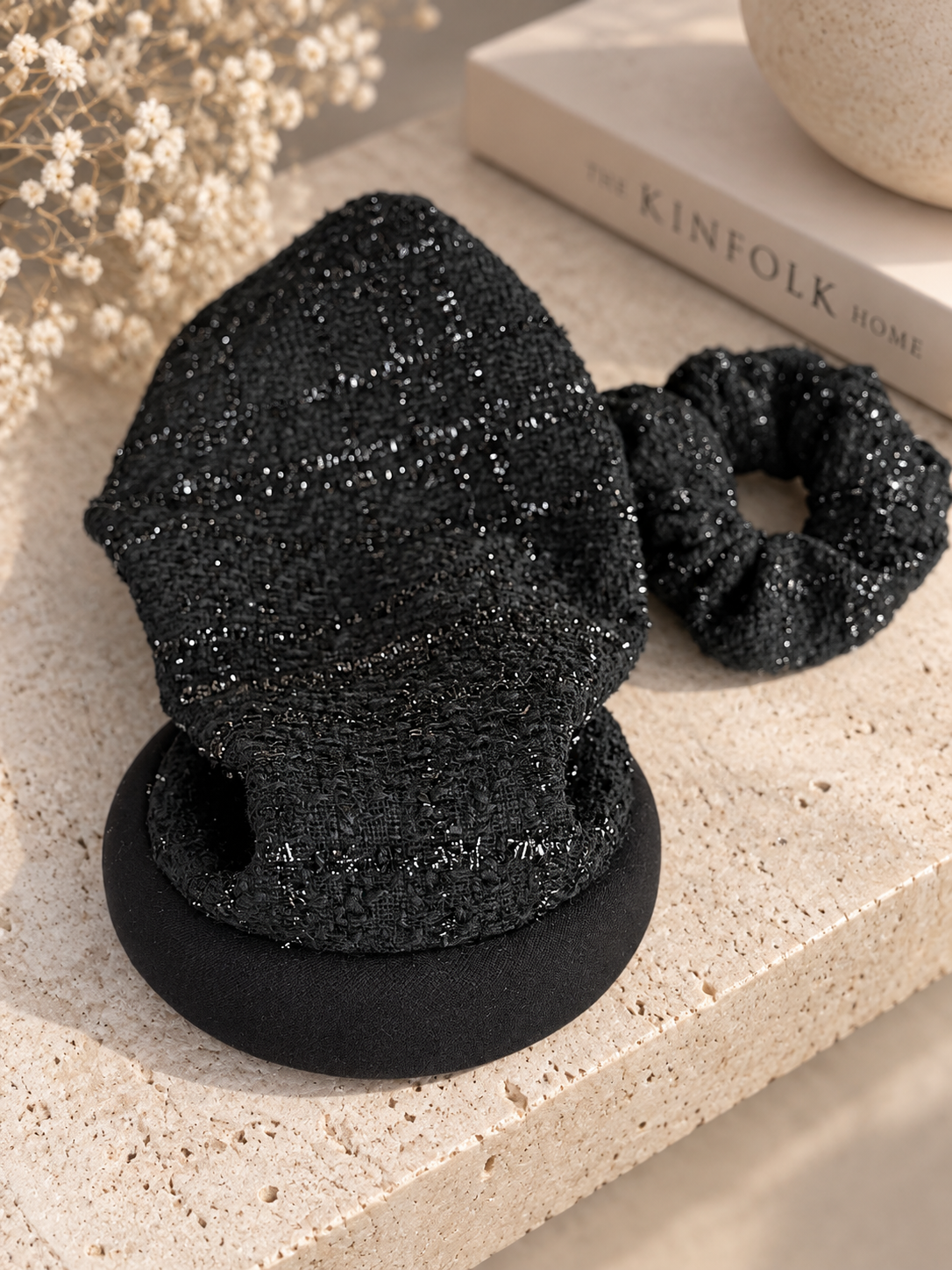 Black -Serre-tête Jean filet Tweed