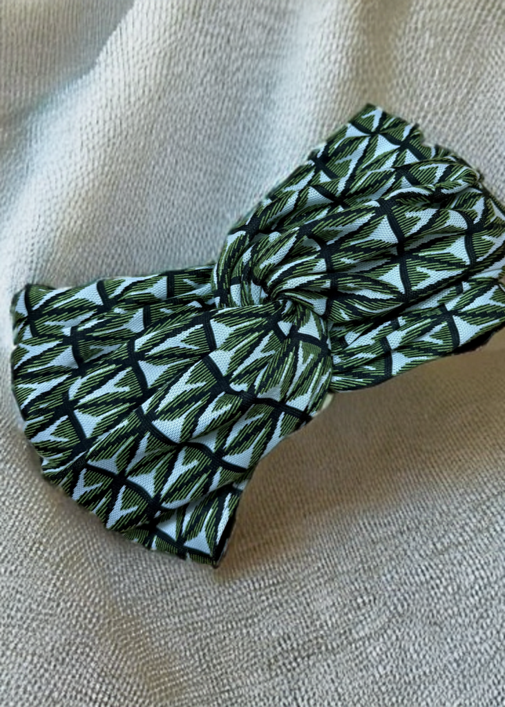 Turban Vert Écru noir
