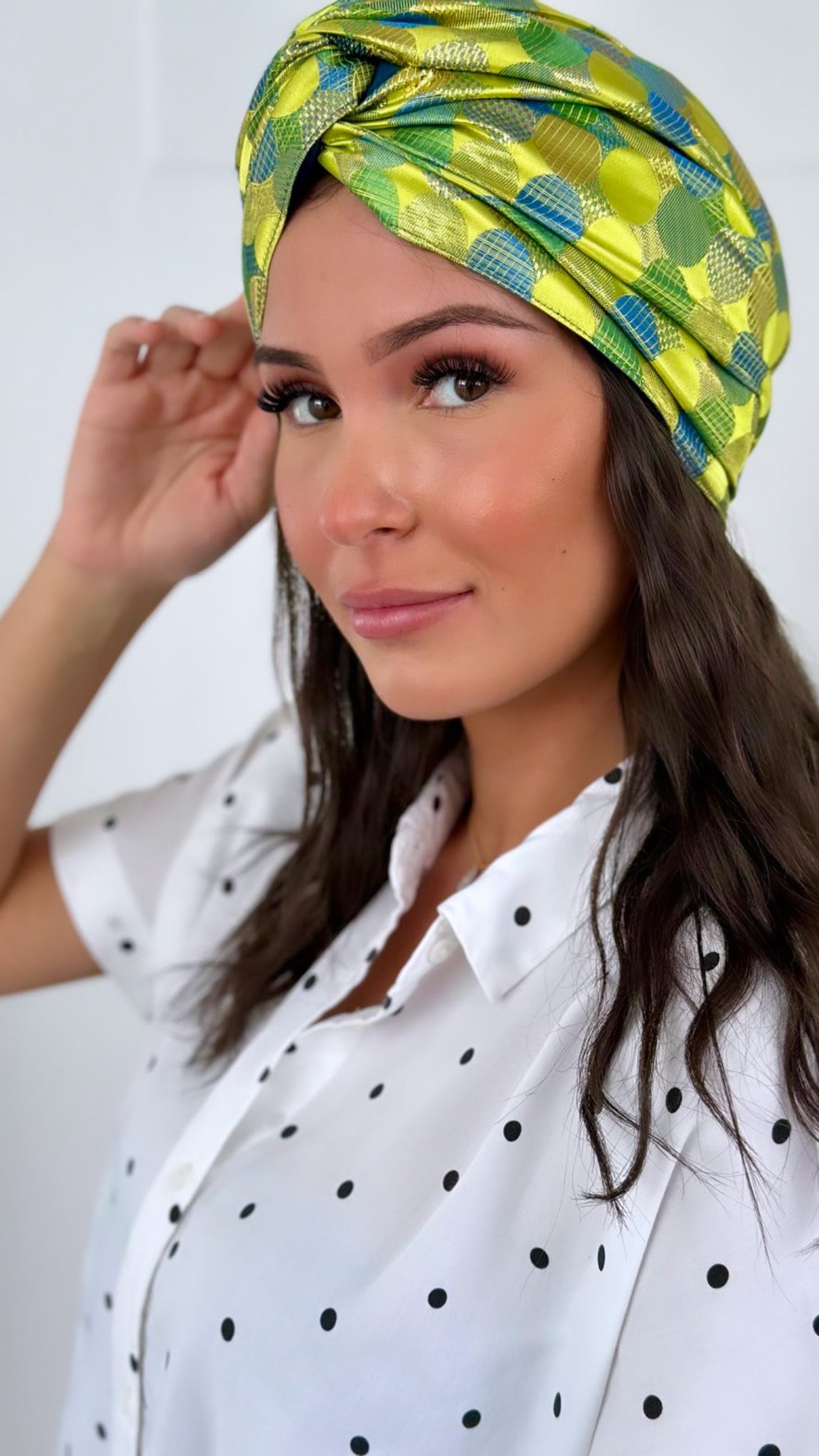 Turban Brocard Jaune et Bleu